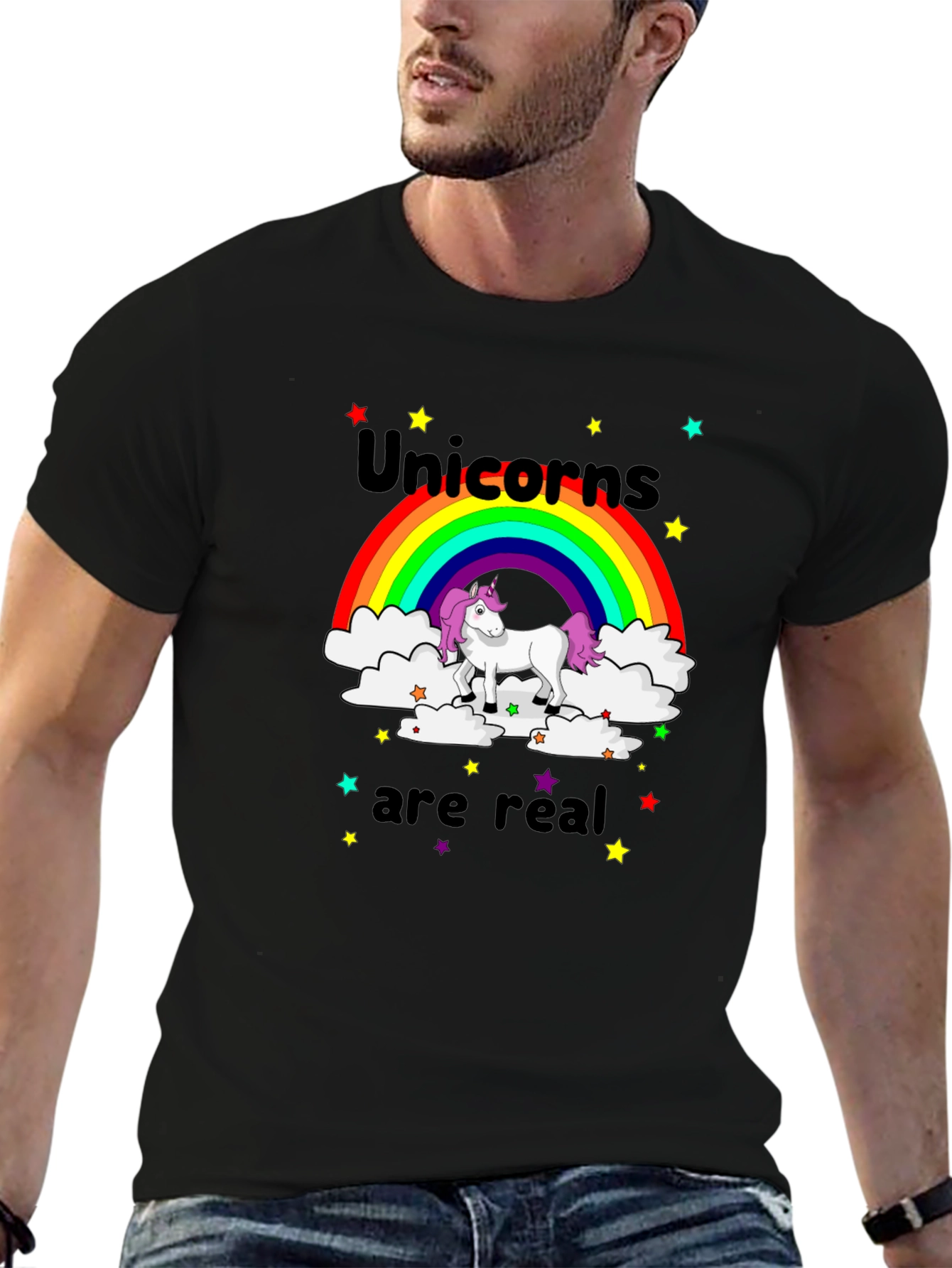 Black Unicorns are Real Graphic T-Shirt view 6
