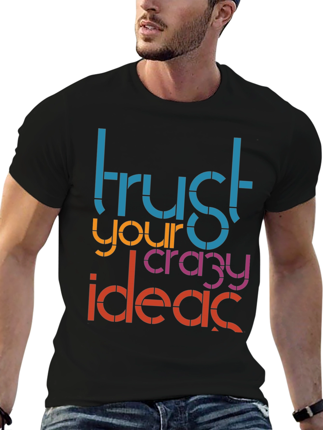 Black Trust Your Crazy Ideas Graphic Tee view 6