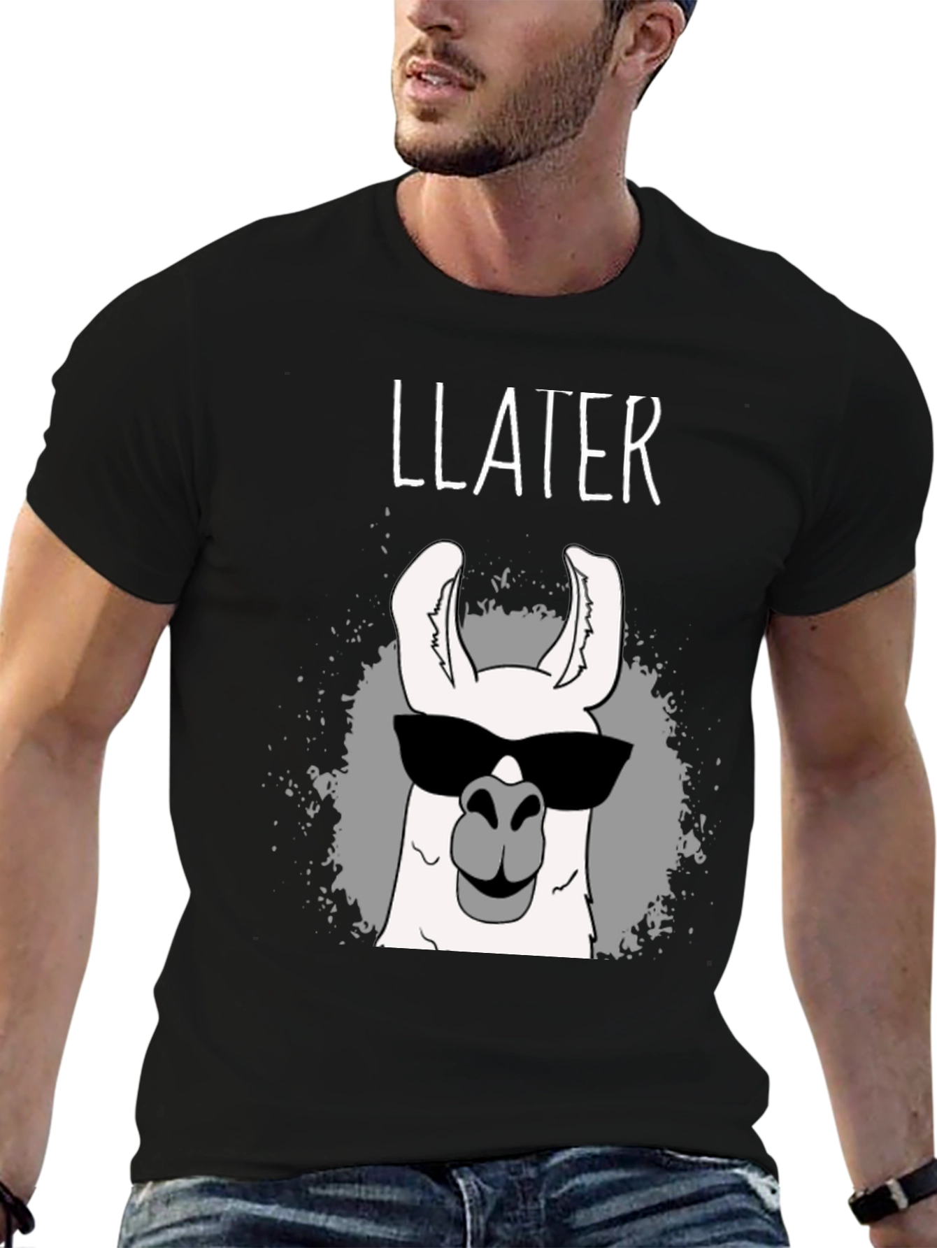 Black Llater Cool Llama Black T-Shirt view 6