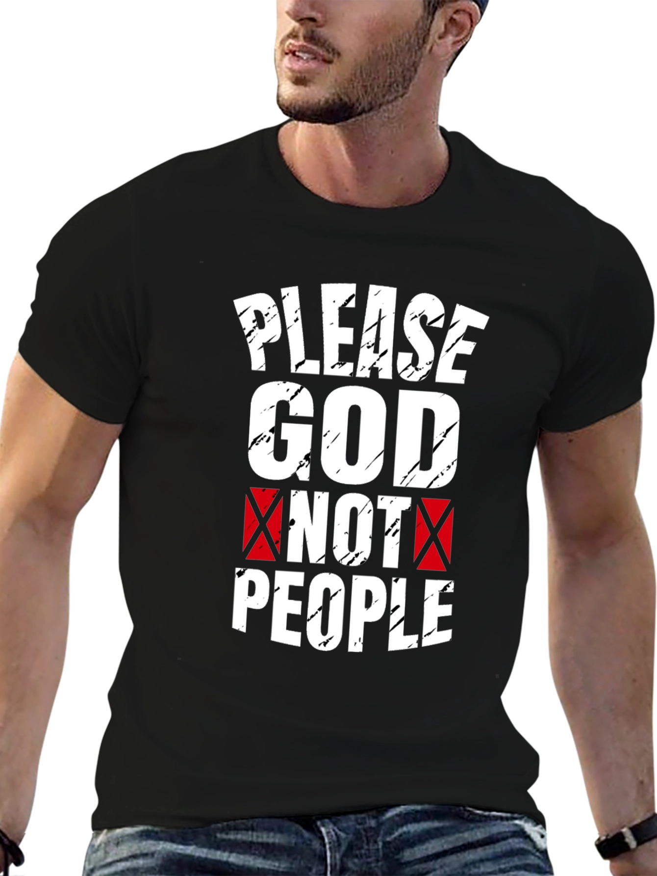 Black Please God Not People Graphic Tee view 6