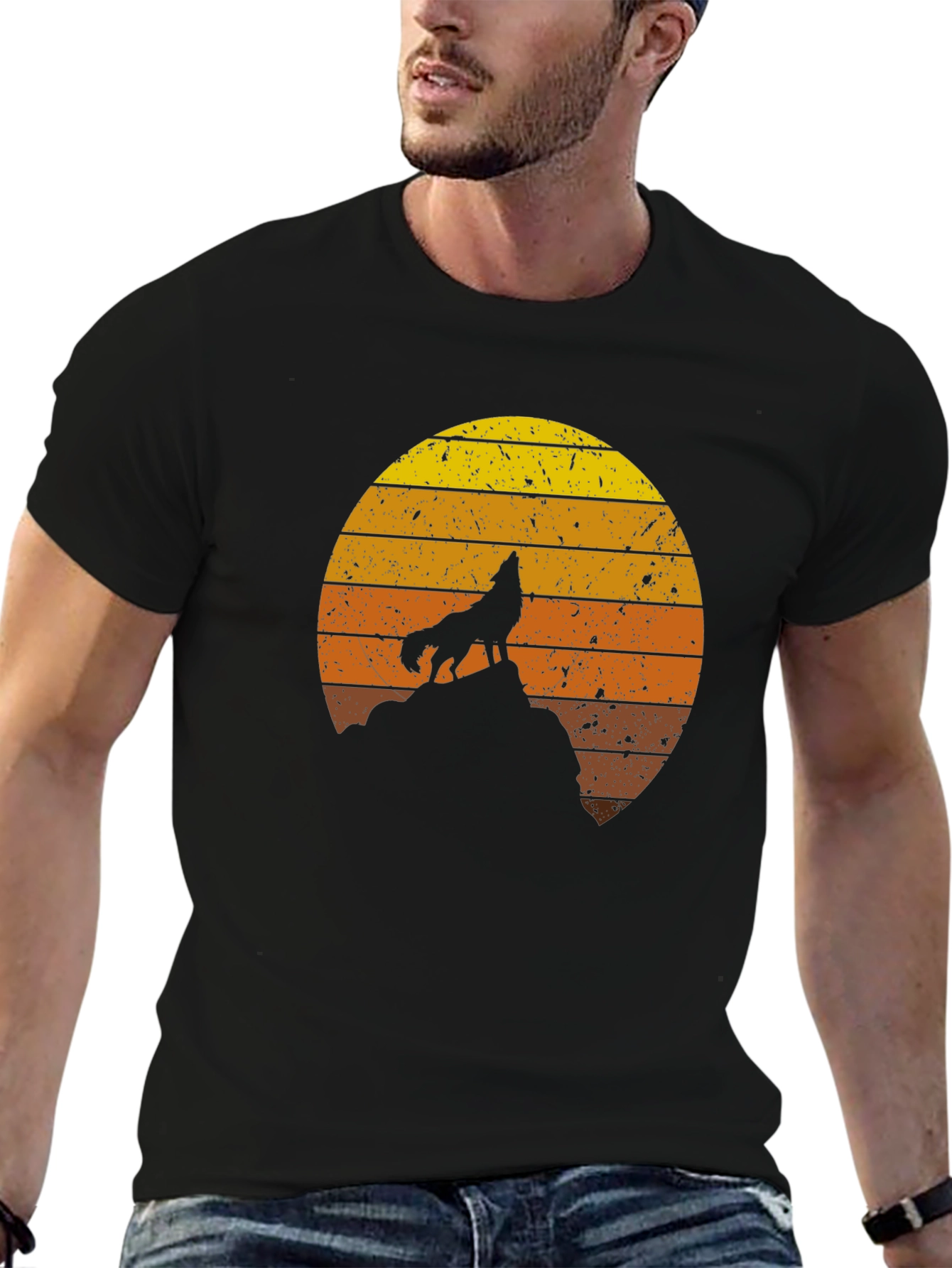 Black Wolf Sunset Graphic Tee - Unisex view 6