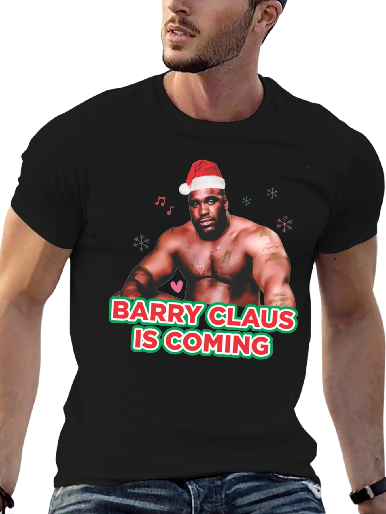 Black Barry Claus T-Shirt - Christmas Fun view 6