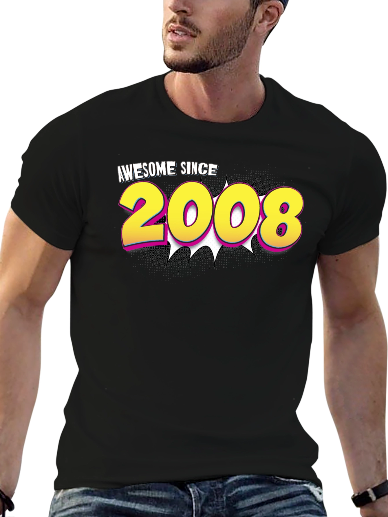 Black Awesome Since 2008 Graphic Tee view 6