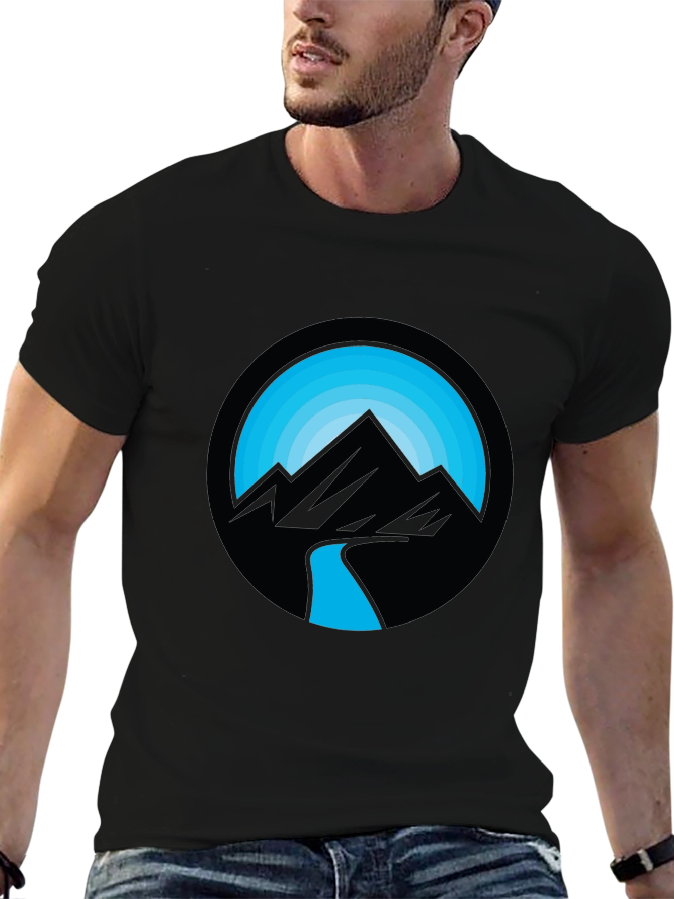 Black Mountain River Graphic Black T-Shirt view 6