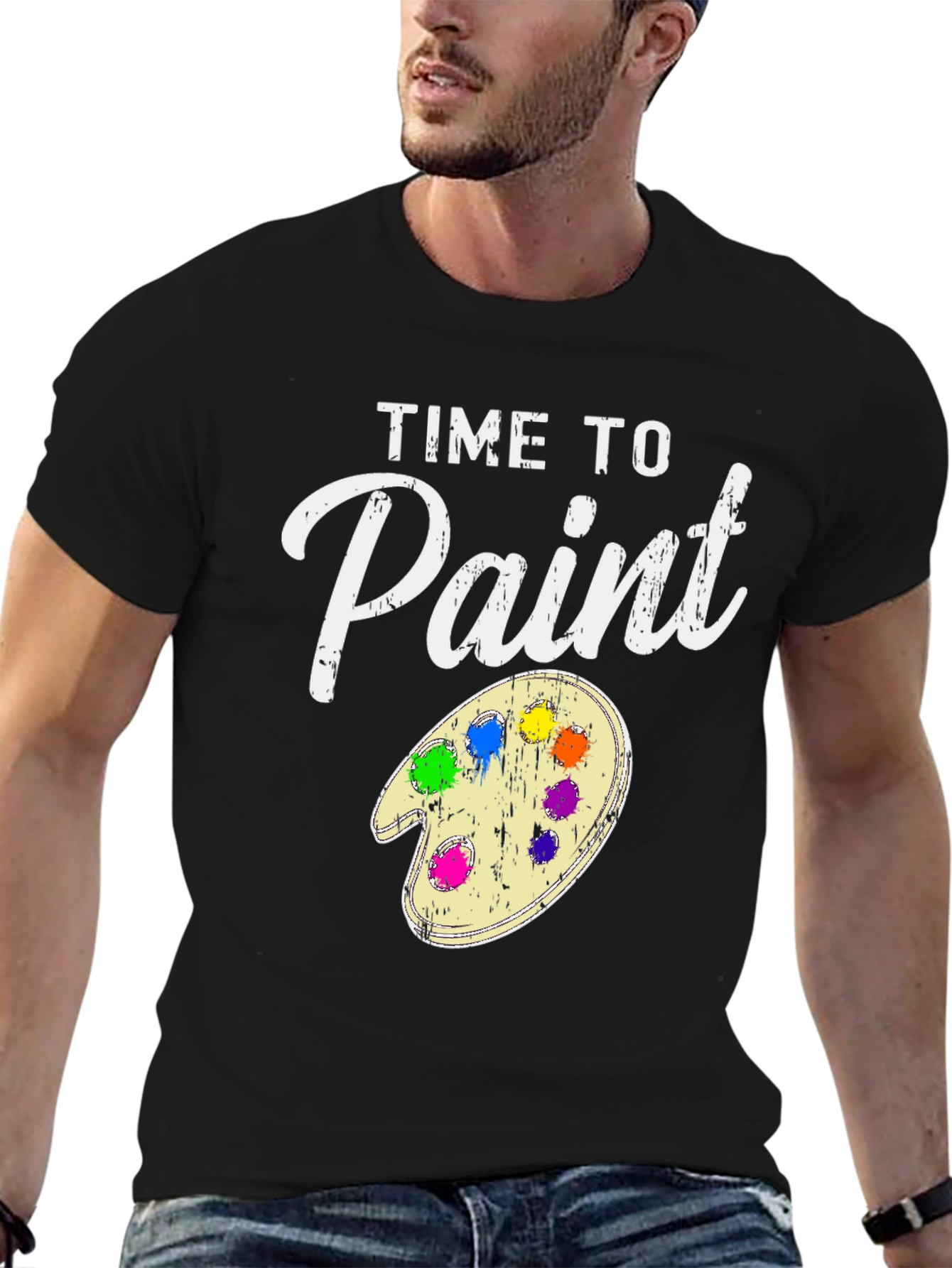 Black Time to Paint T-Shirt - Artist Palette Tee view 6
