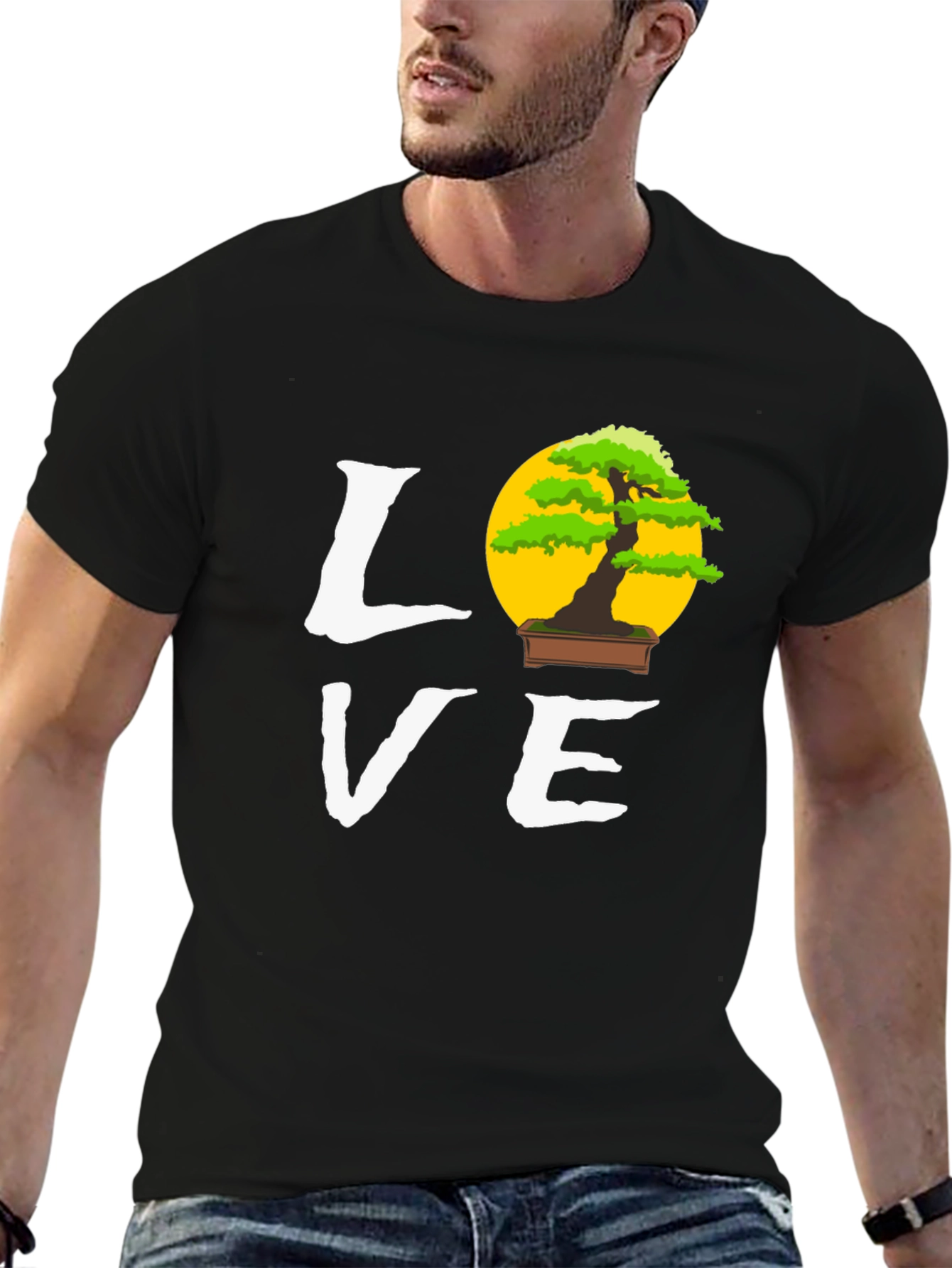 Black Bonsai Tree Love Graphic Tee - Unique Design T-Shirt view 6