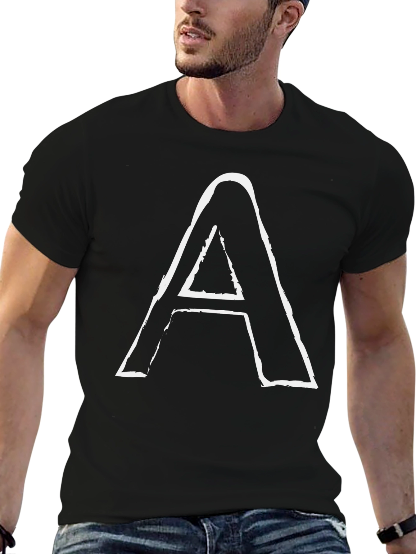 Black Bold "A" Graphic Black Tee view 6
