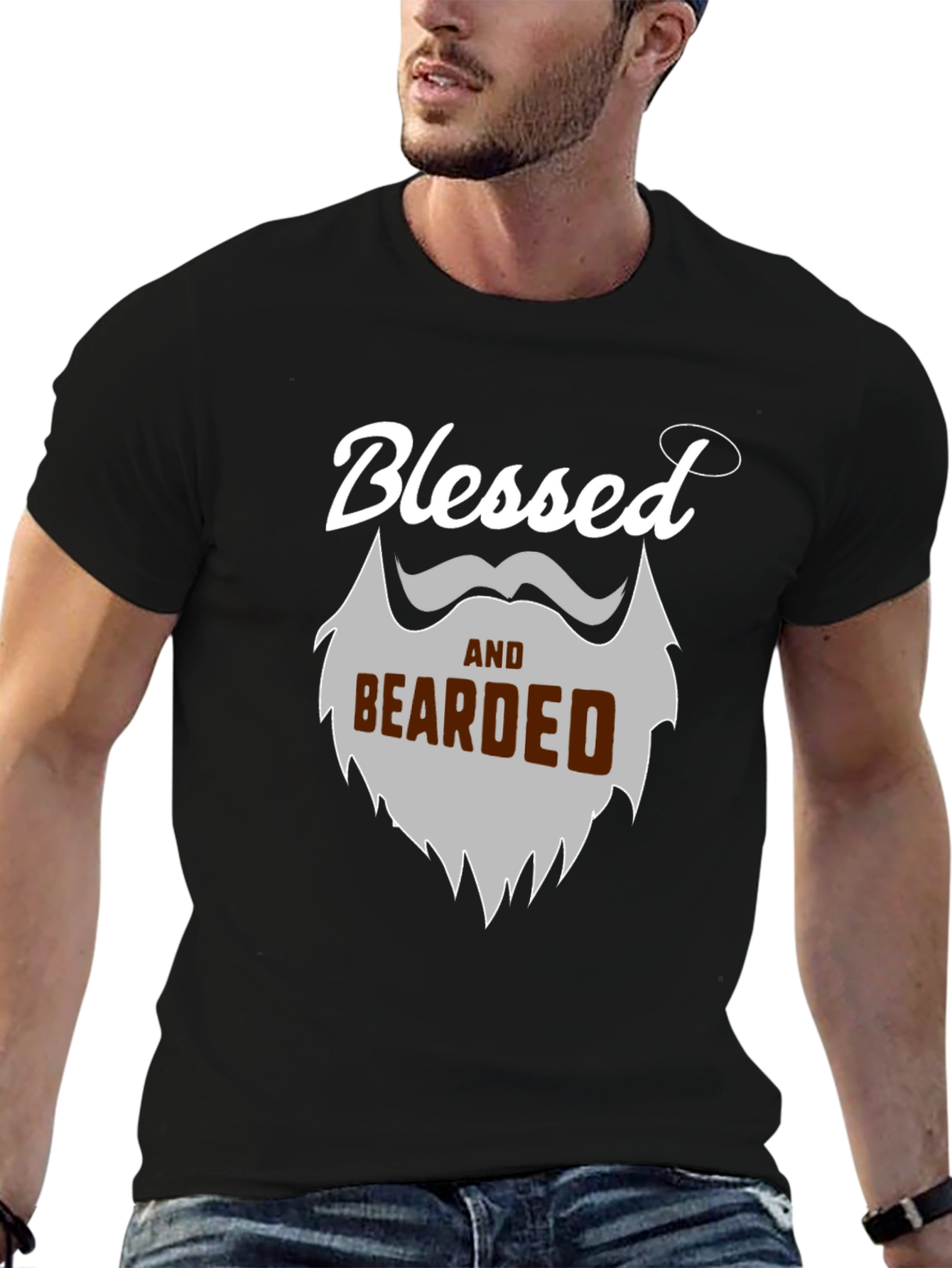 Black Blessed and Bearded Graphic T-Shirt view 6