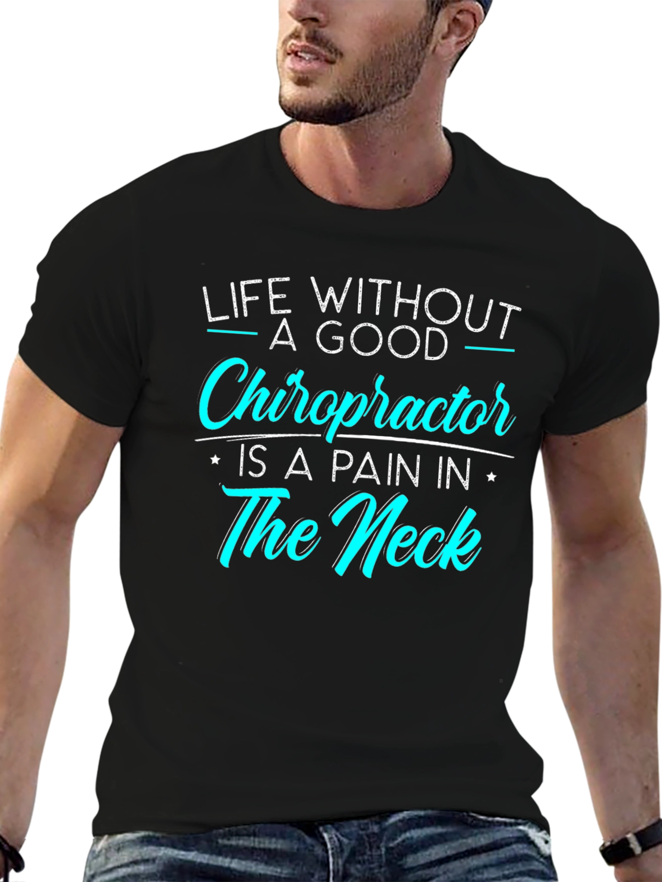 Black Chiropractor Pain T-Shirt - Black view 6