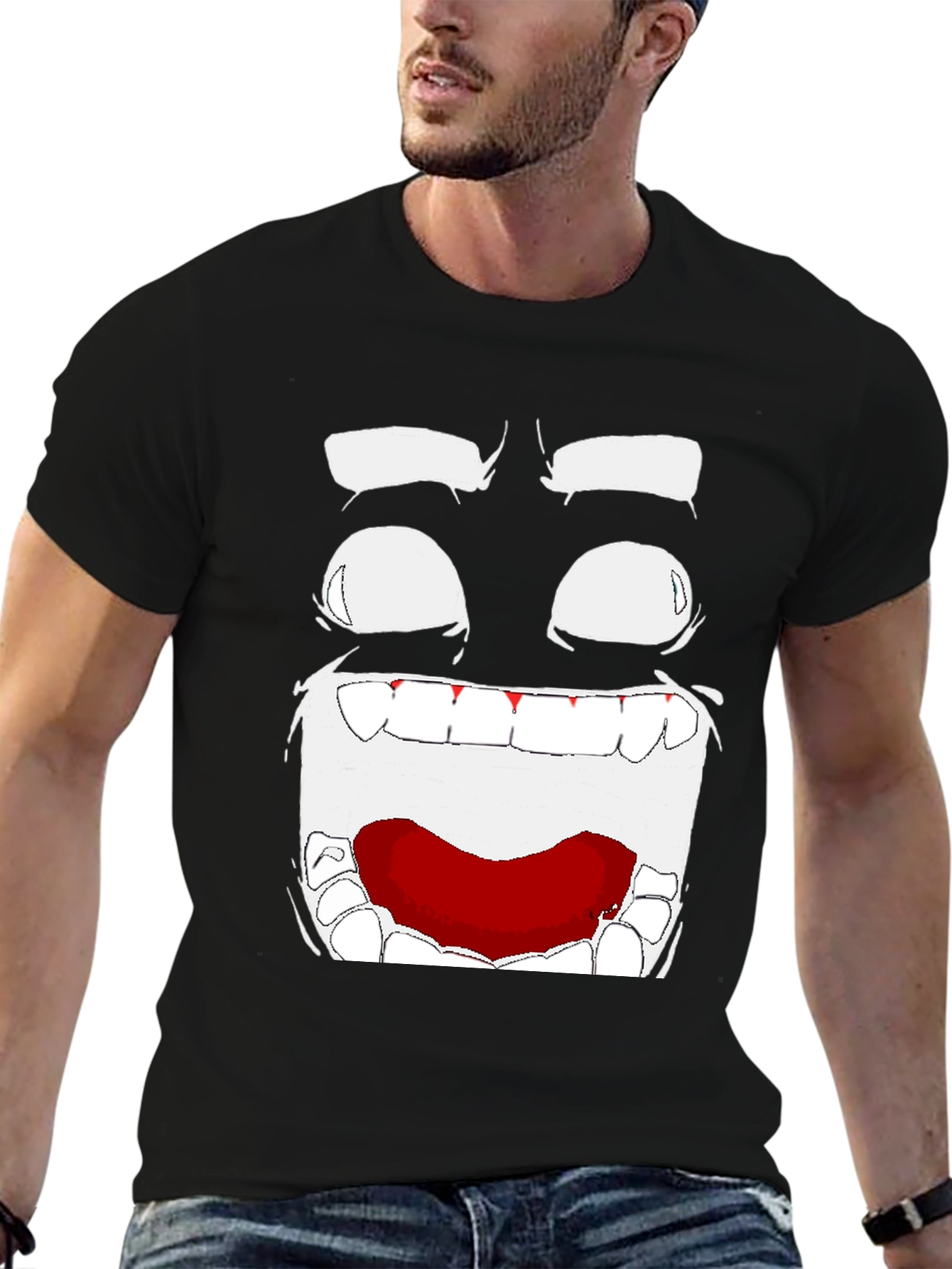 Black Abstract Face Graphic T-Shirt view 6