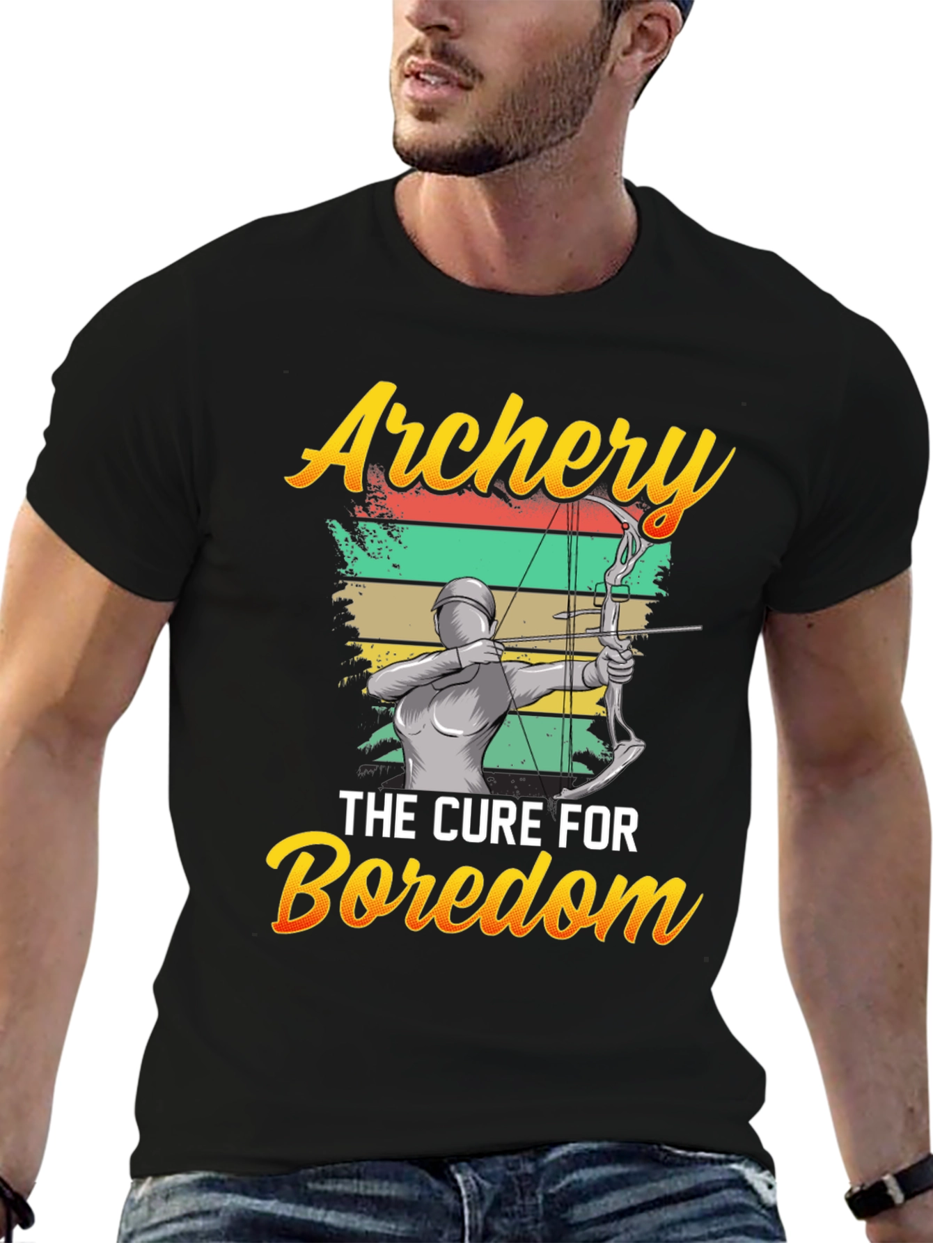 Black Archery: The Cure for Boredom Graphic T-Shirt view 6