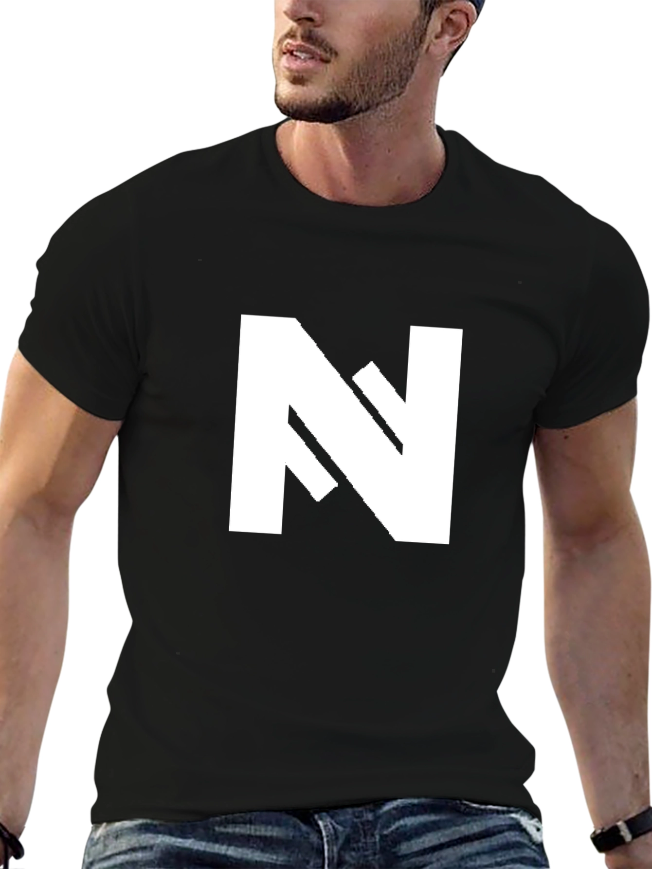 Black Bold Black T-Shirt with White 'N' Logo view 6