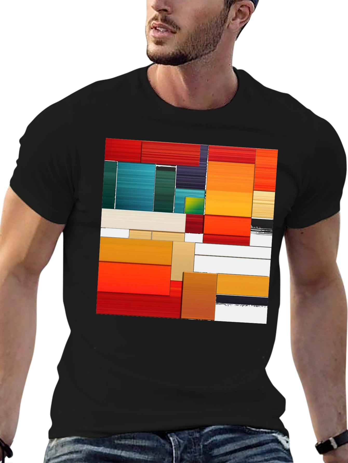 Black Abstract Art Graphic Tee - Modern Design view 6
