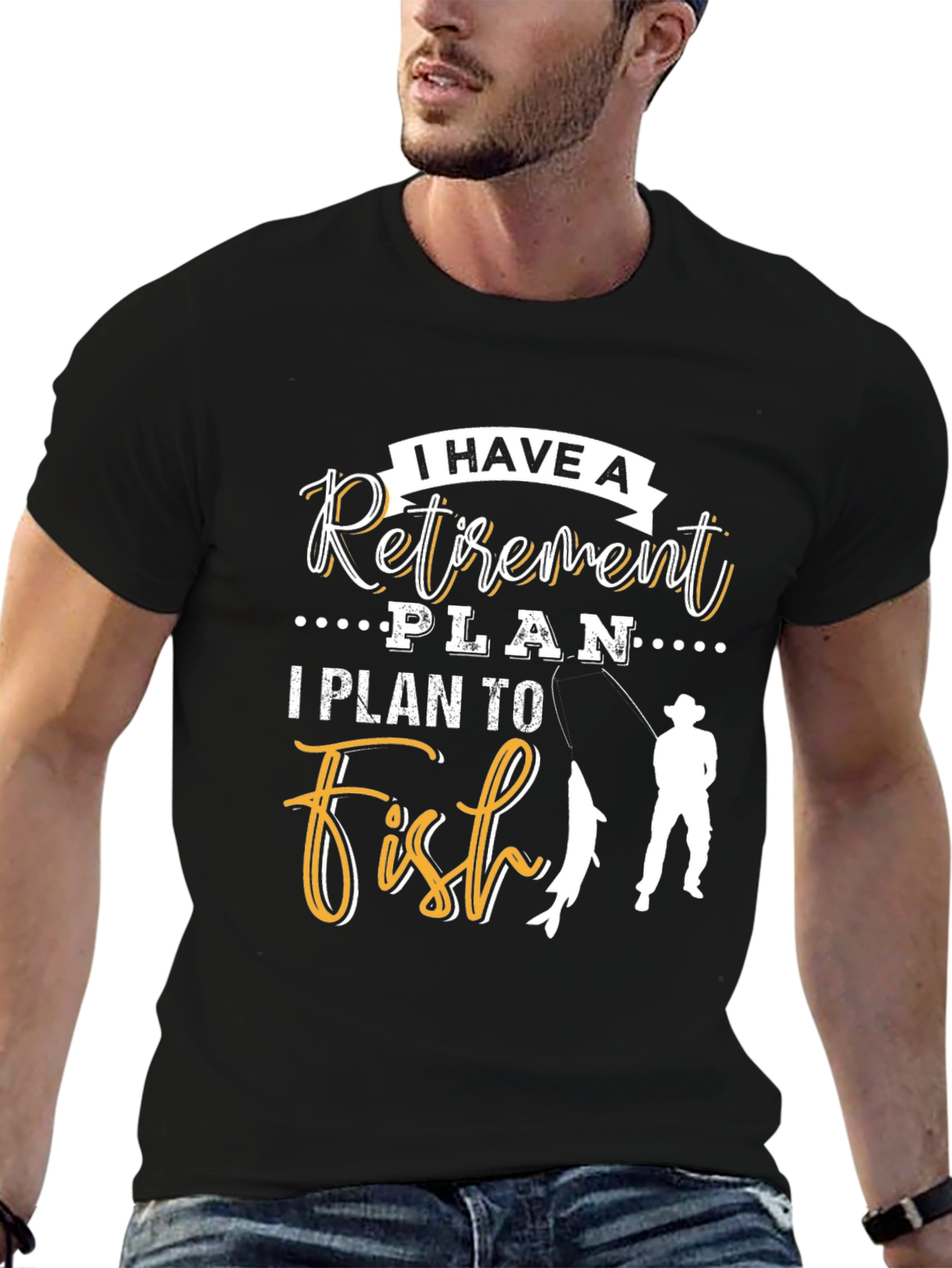 Black Retirement Plan Fishing T-Shirt view 6
