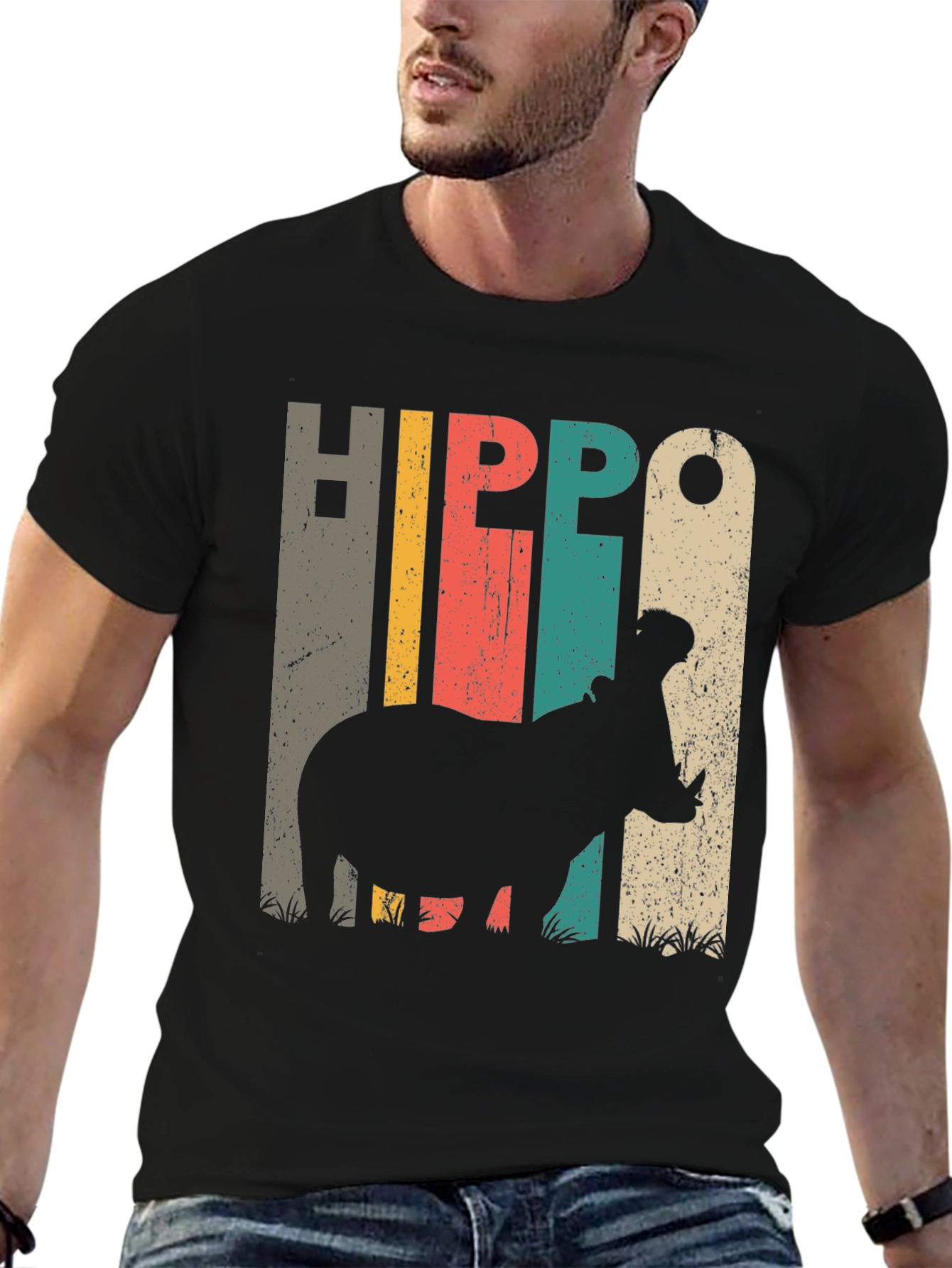 Black Vintage Hippo Graphic Tee view 6