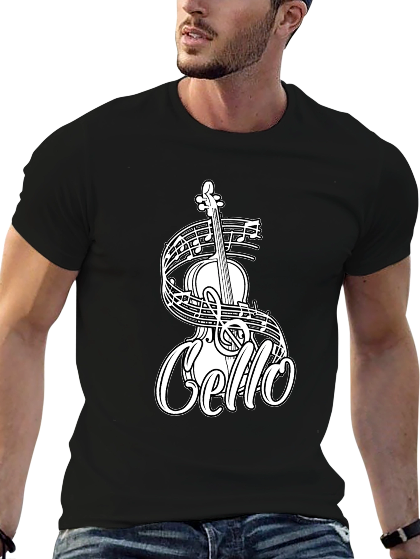 Black Cello Music T-Shirt - Musician Tee view 6