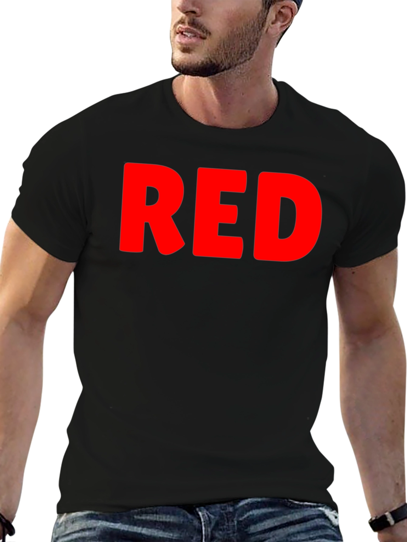 Black Red Graphic Print Black T-Shirt view 6