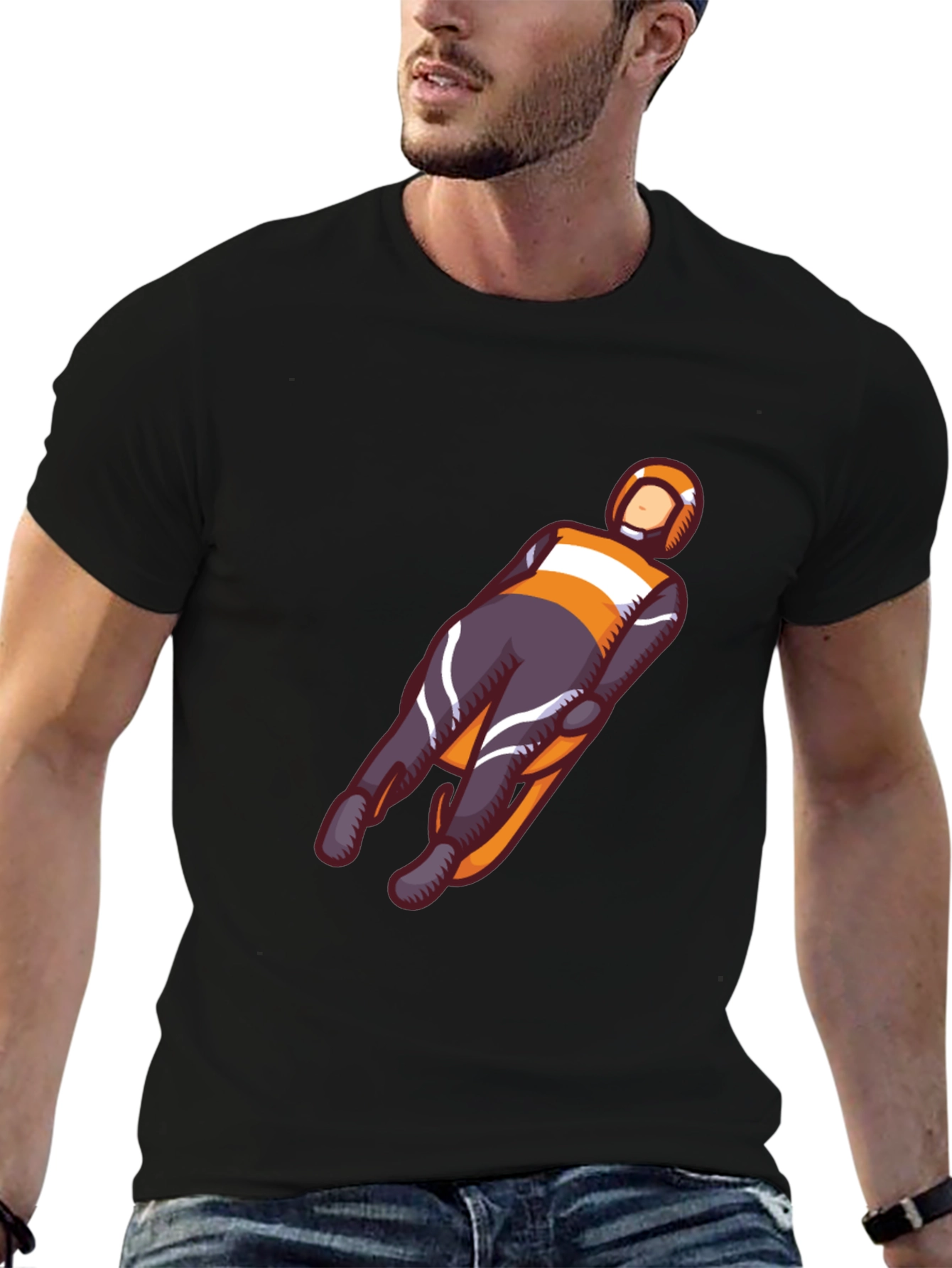 Black Luge T-Shirt: Black Cotton Graphic Tee view 6