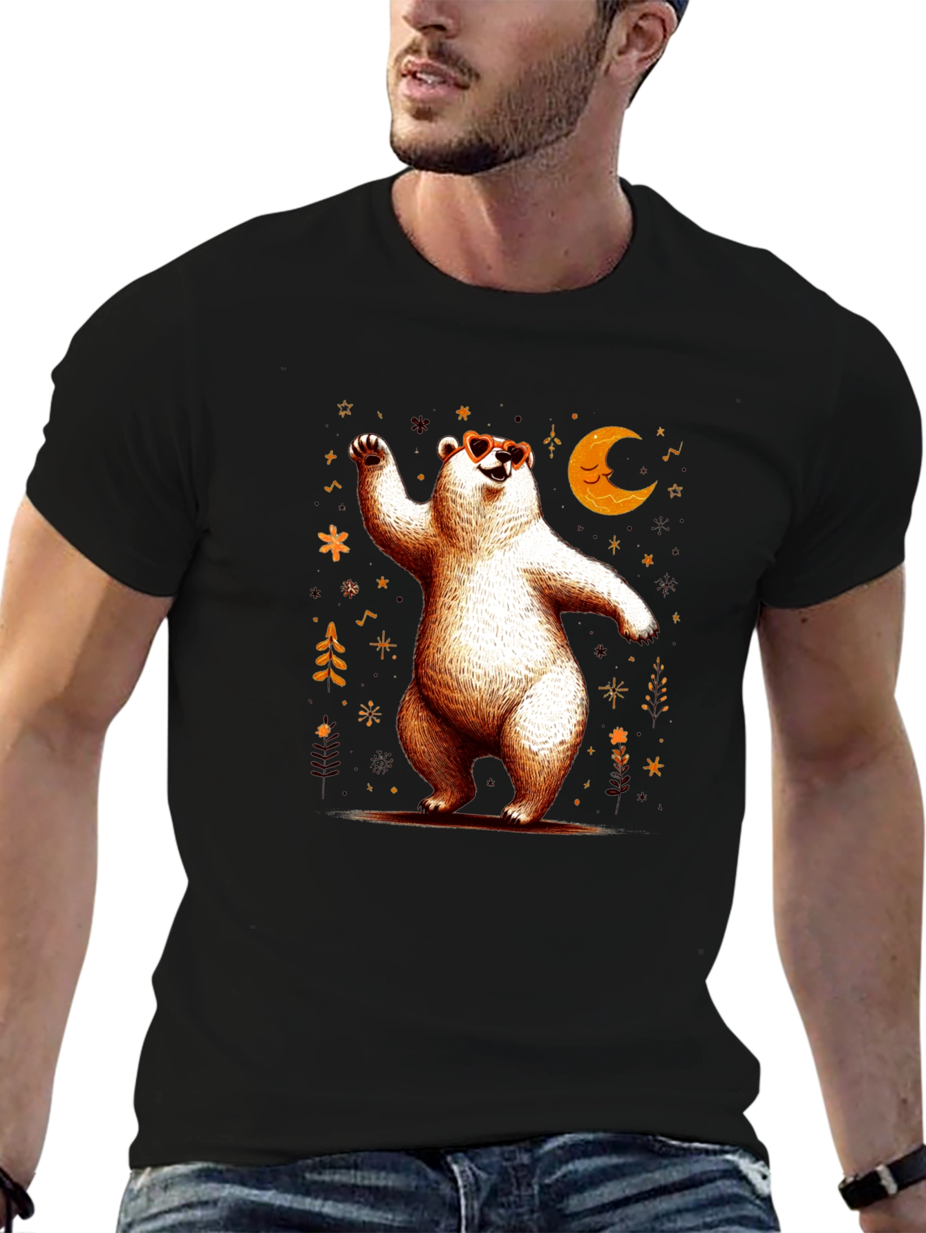 Black Cool Bear Graphic Tee view 6