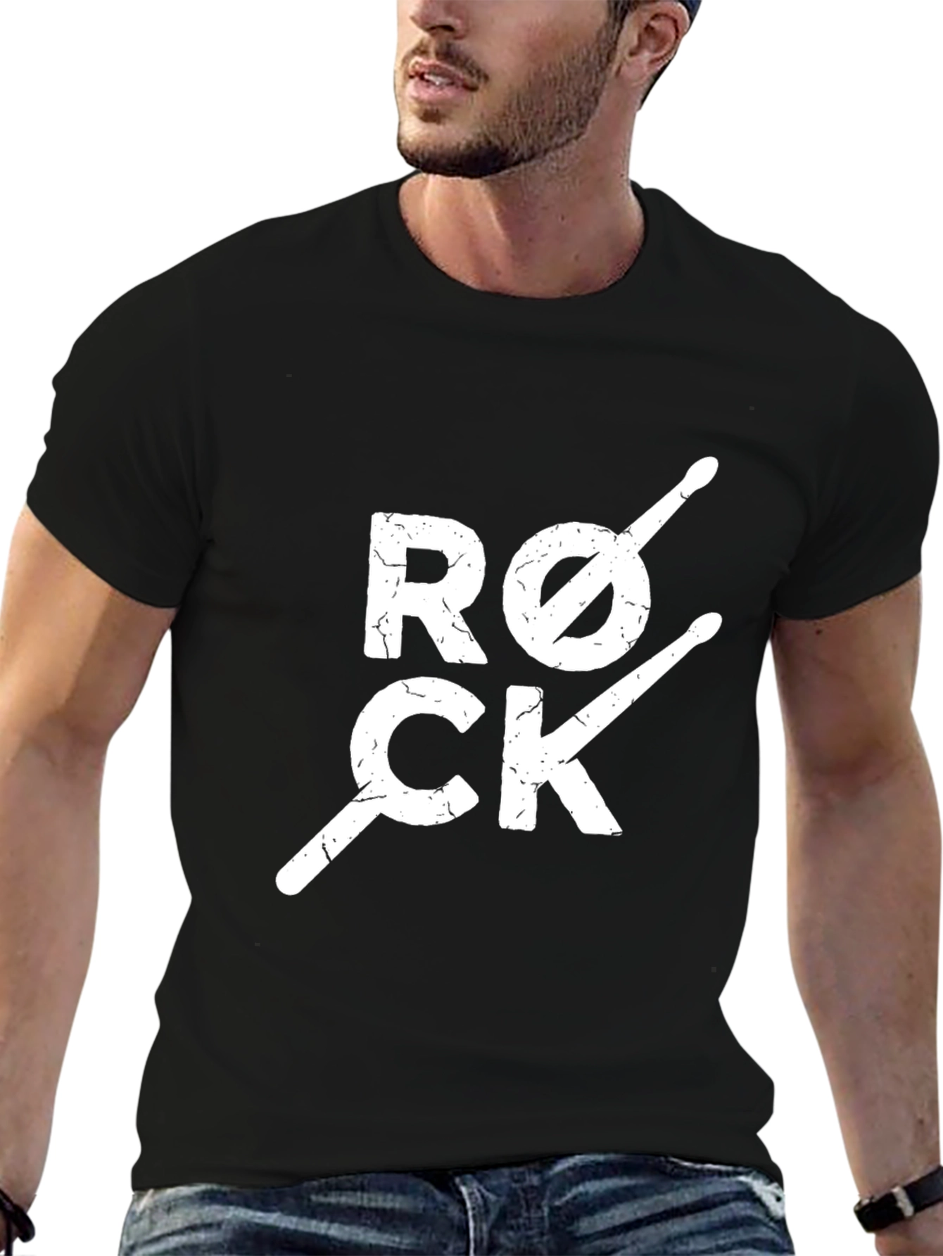 Black Rock and Roll Drummer T-Shirt view 6