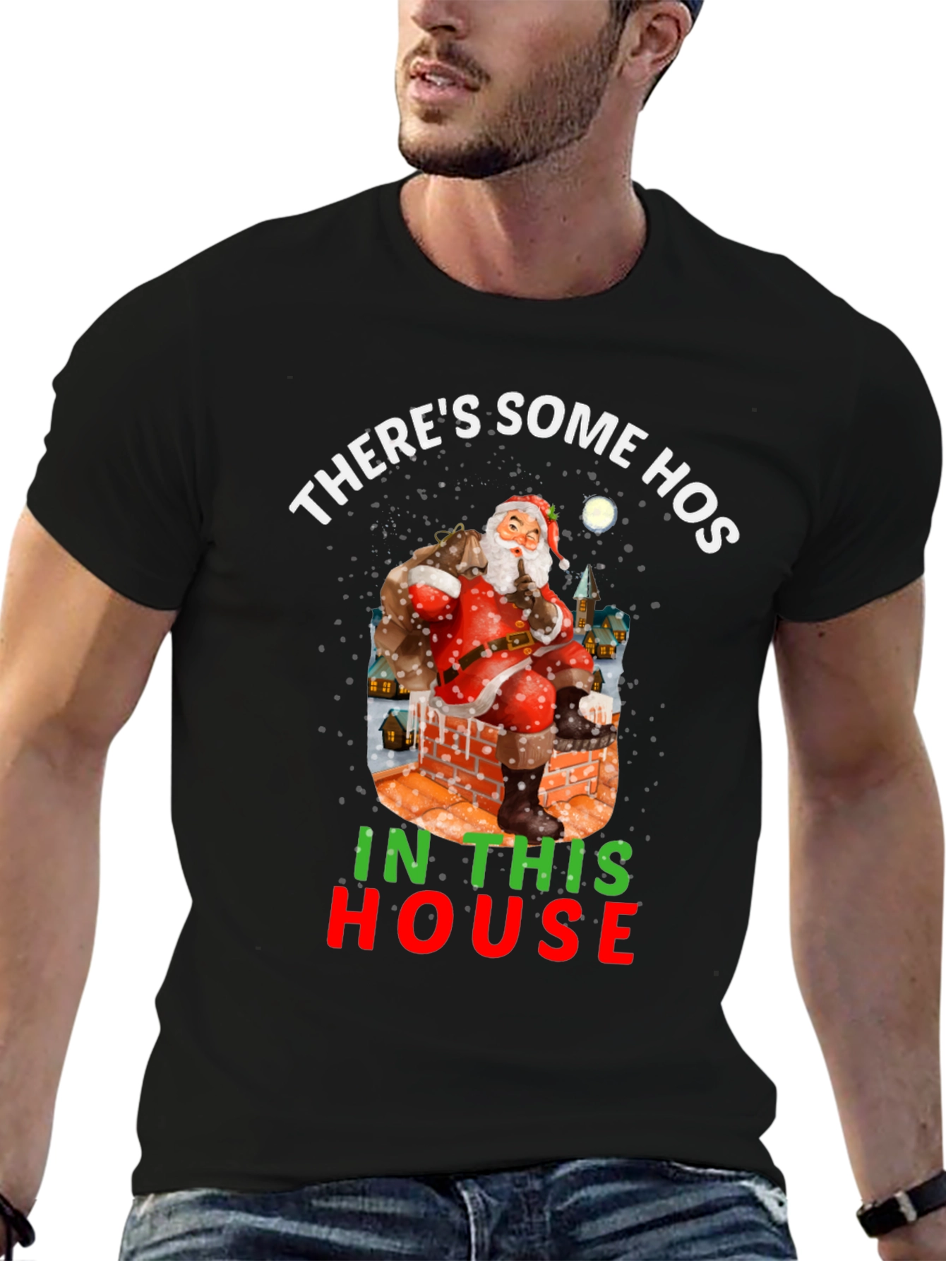Black There's Some Hos In This House Holiday Shirt view 6