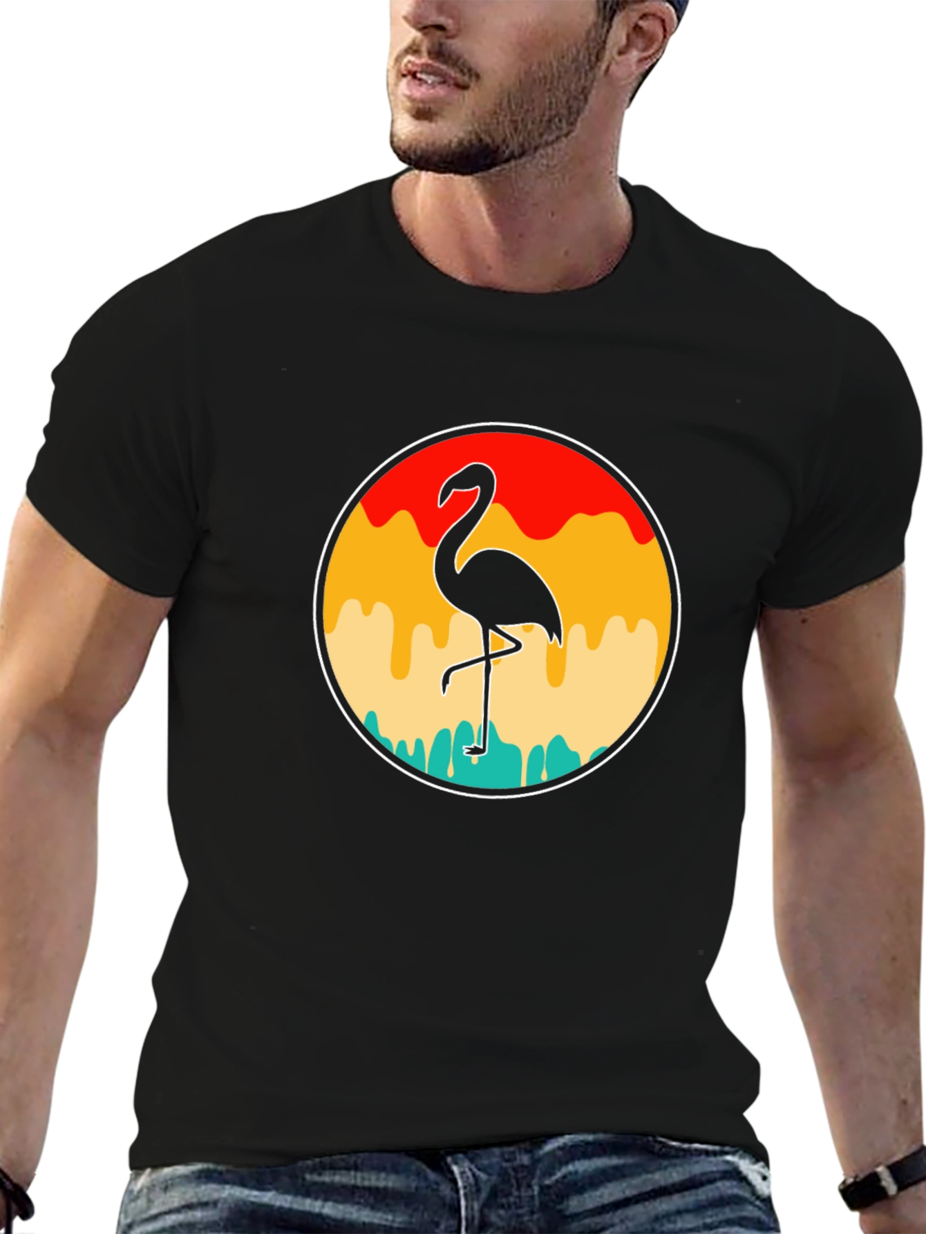 Black Retro Flamingo T-Shirt - Tropical Vibes view 6