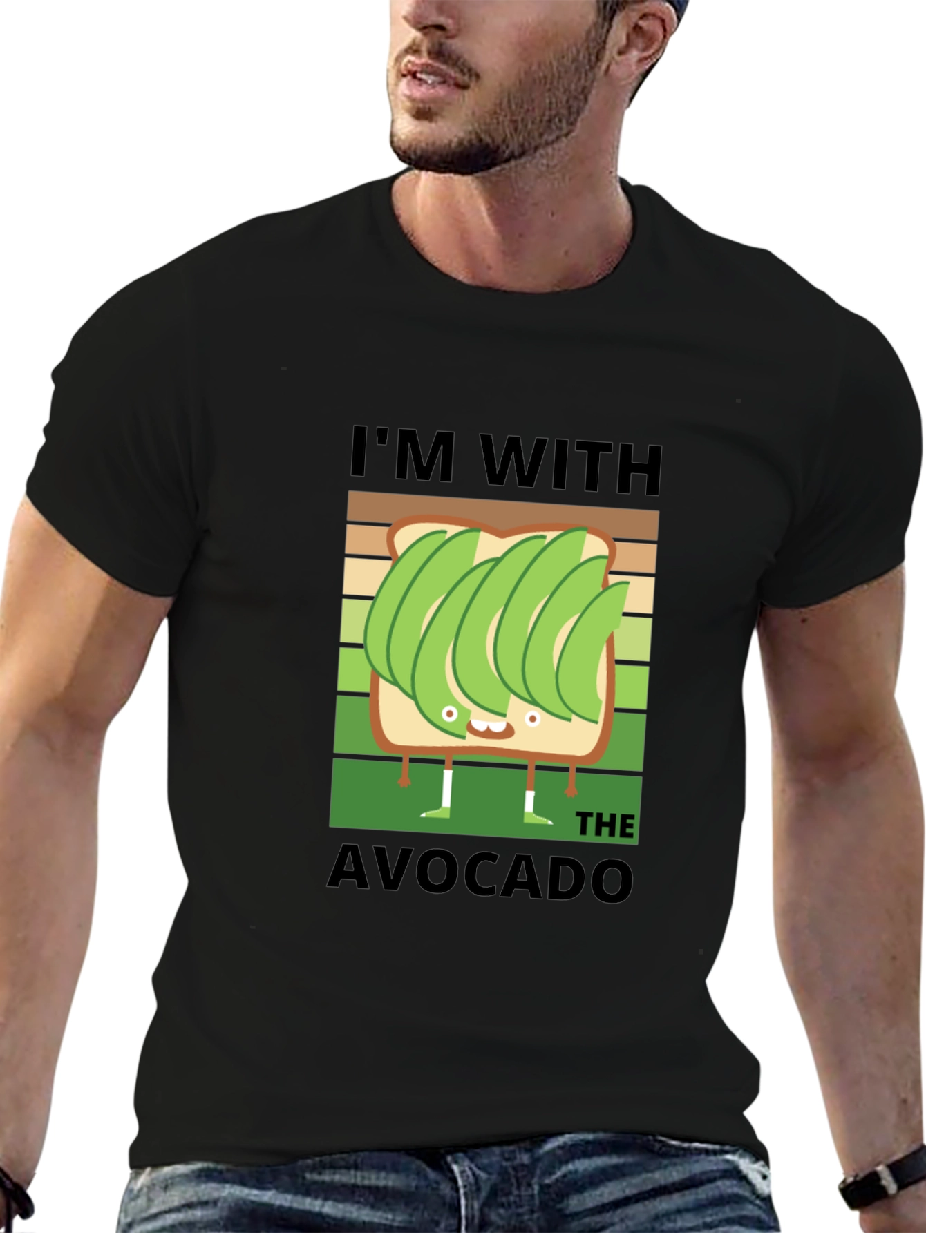 Black I'm With The Avocado T-Shirt Funny Graphic Tee view 6