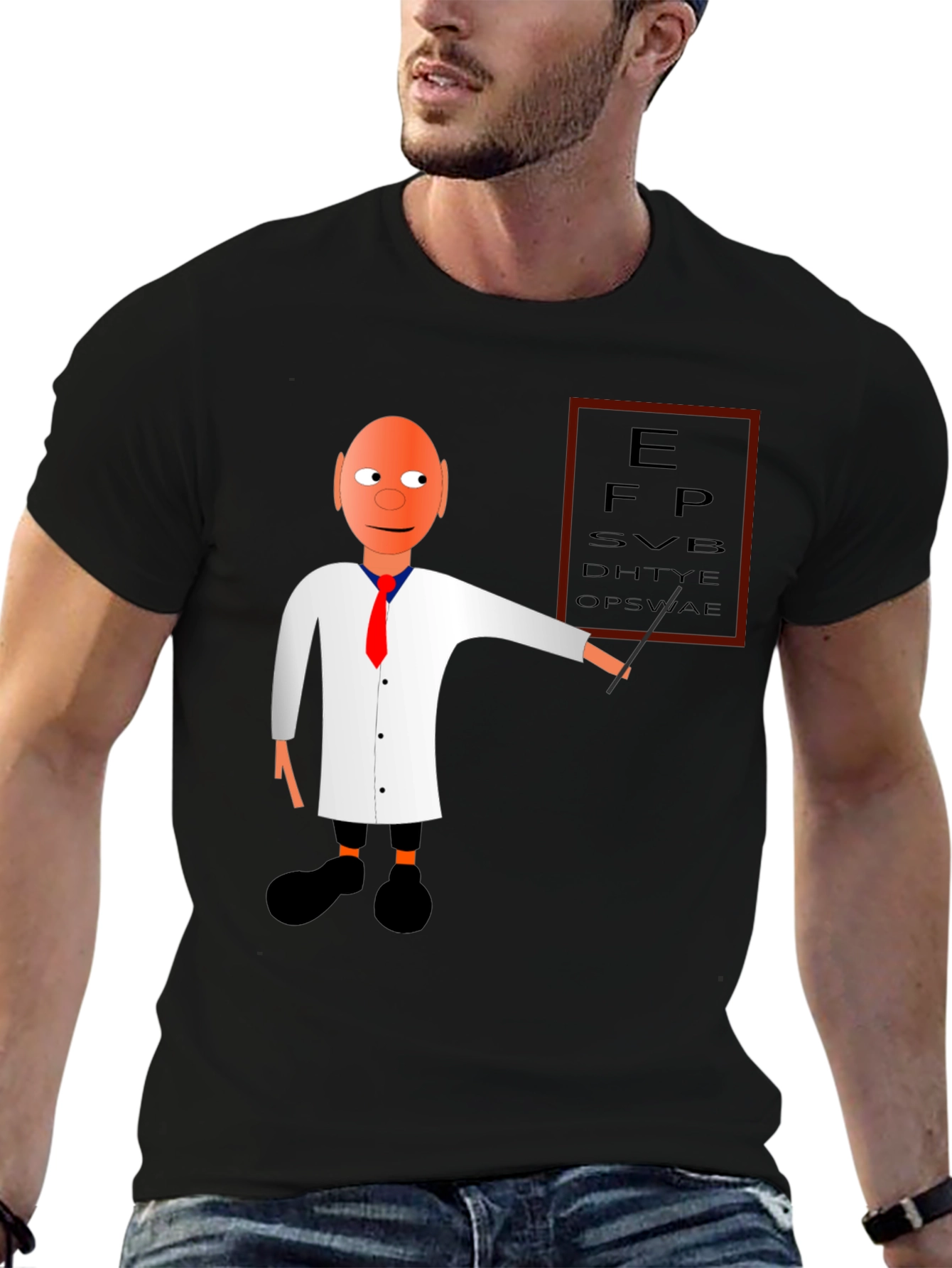 Black Eye Exam Cartoon Graphic T-Shirt view 6