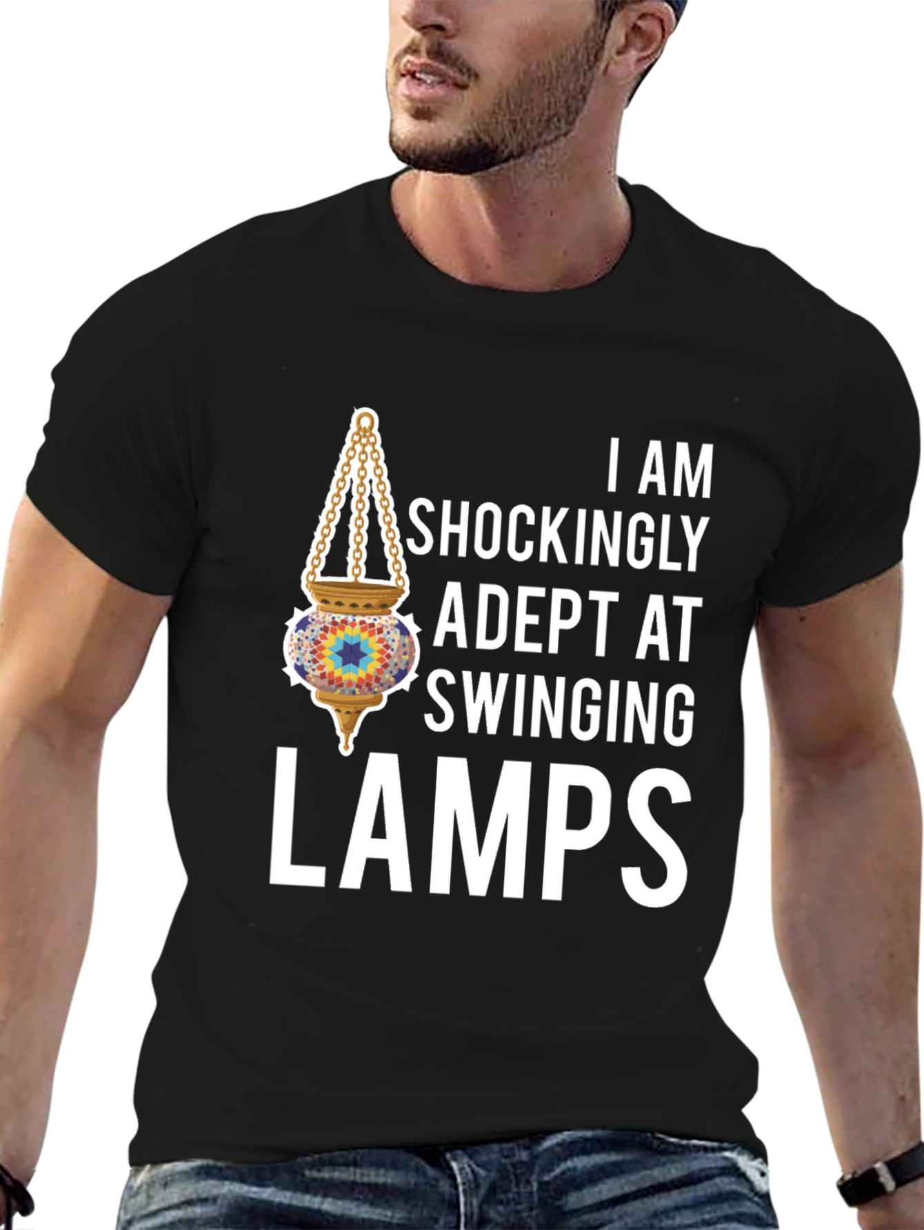 Black Adept Swinging Lamps Graphic T-Shirt view 6