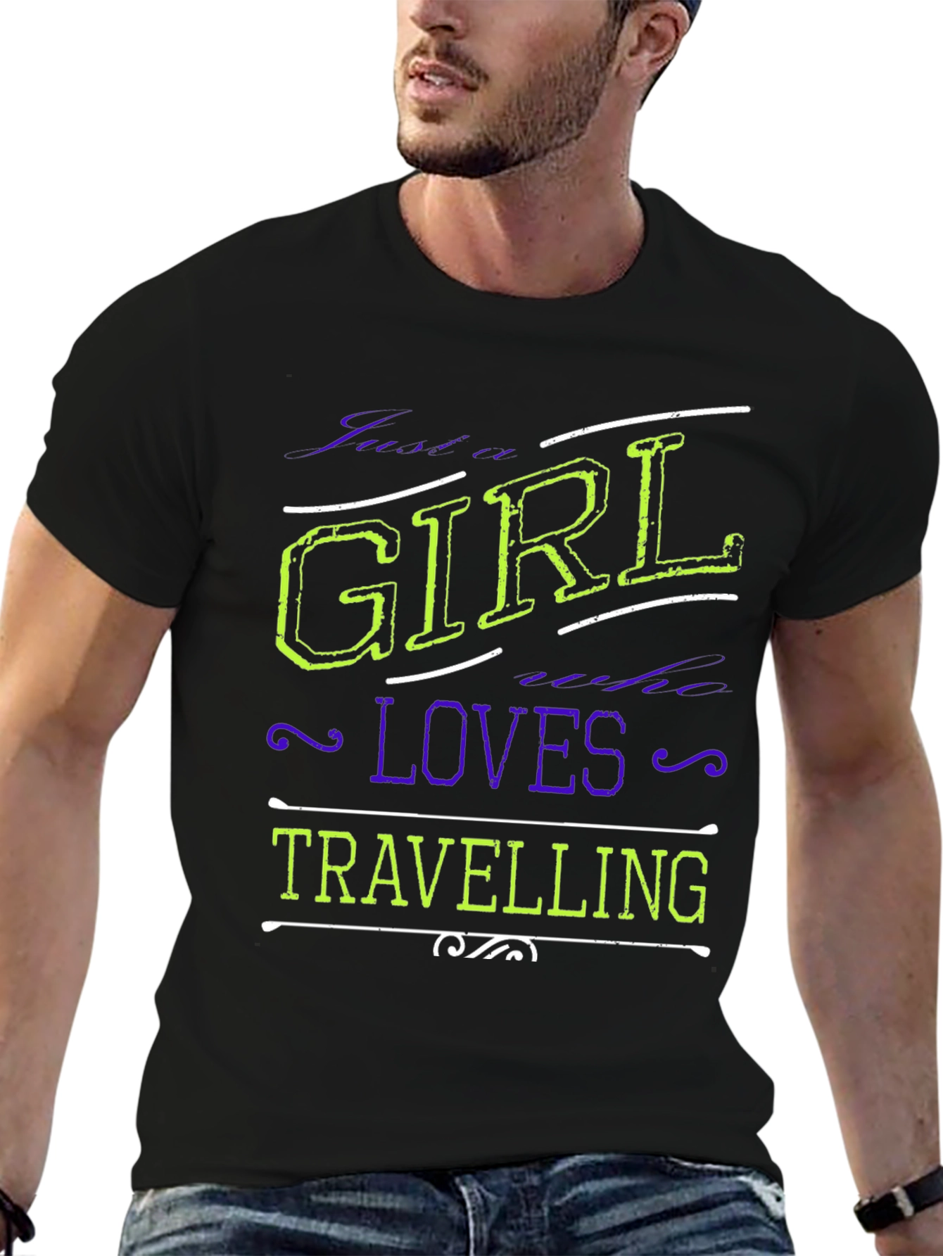 Black Girl Loves Travelling Black T-Shirt view 6