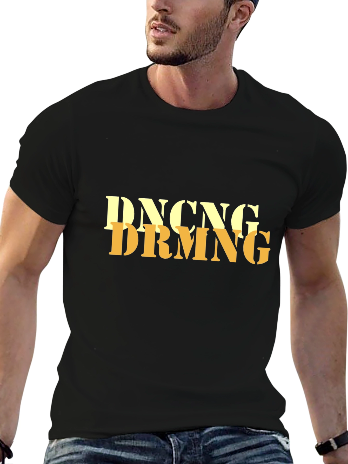Black Dancing Dreaming Men's Black T-Shirt view 6