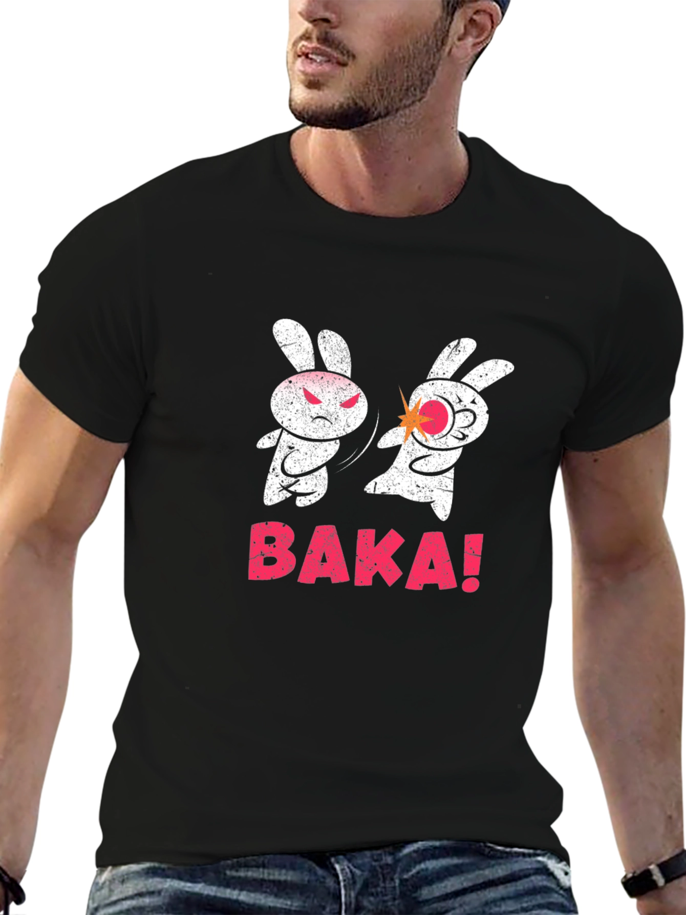 Black Baka Funny Bunny Slap T-Shirt view 6