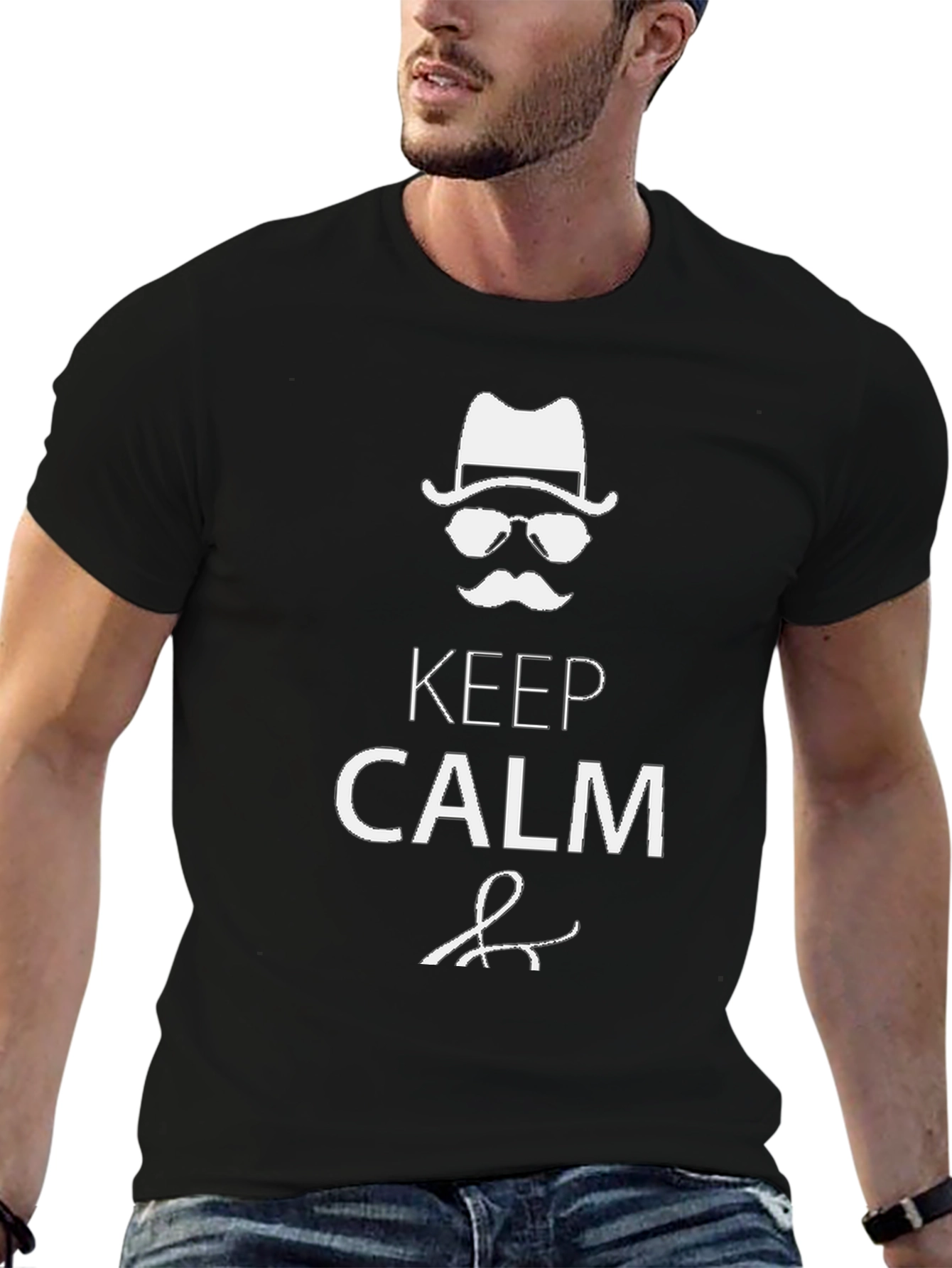 Black Keep Calm Gentleman Graphic T-Shirt view 6
