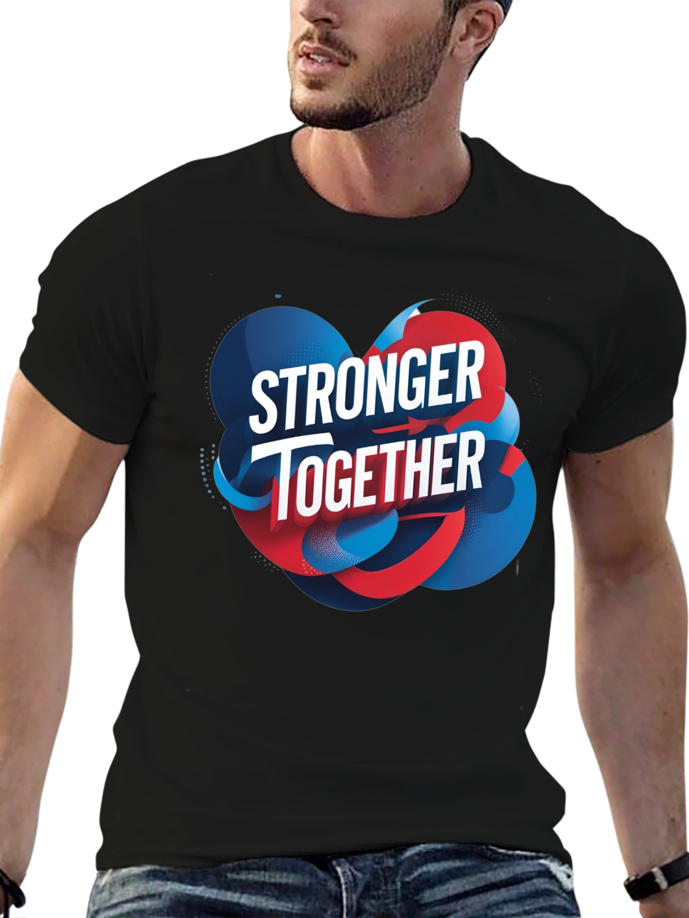 Black Stronger Together Graphic Black T-Shirt view 6