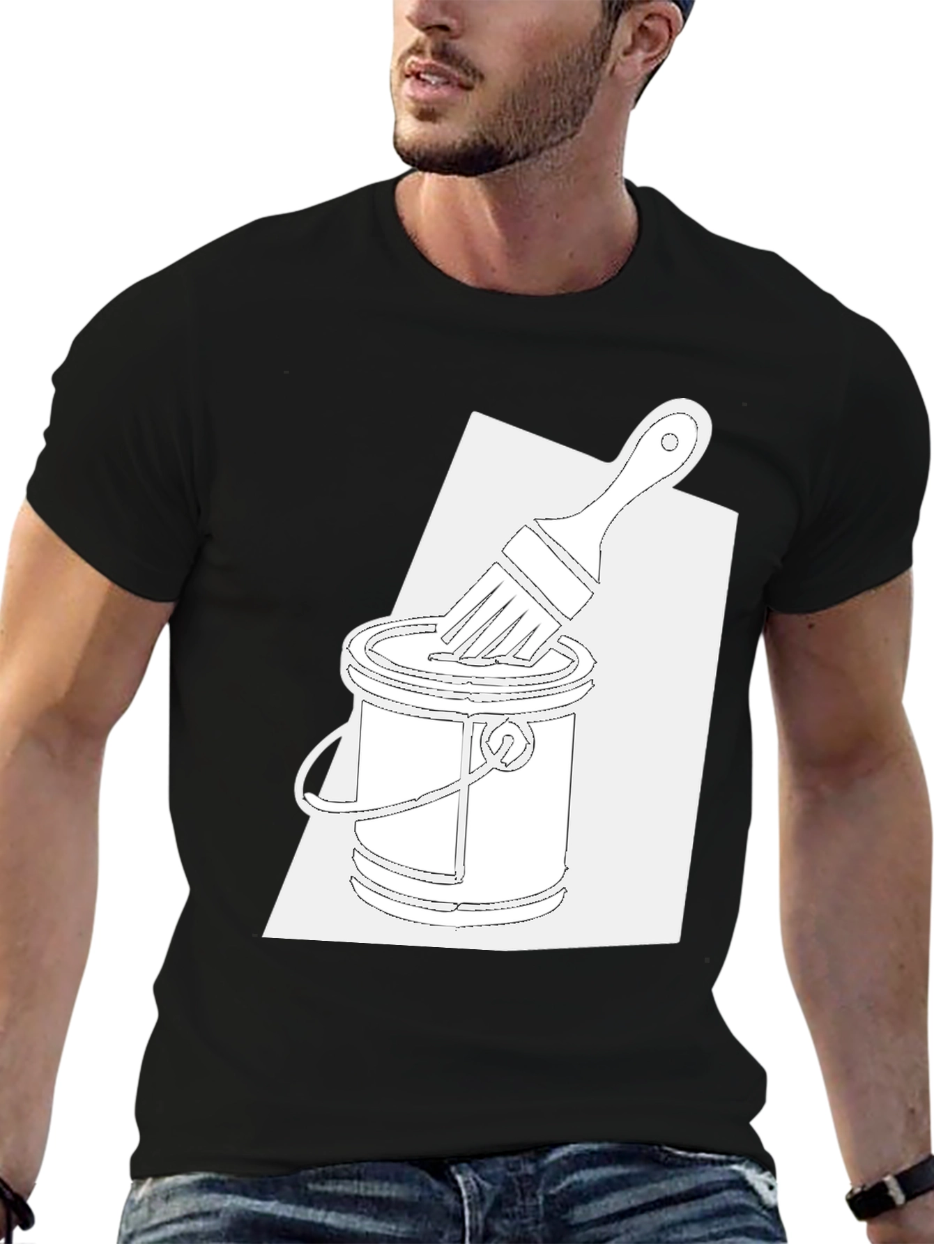 Black Artistic Paint Brush T-Shirt view 6