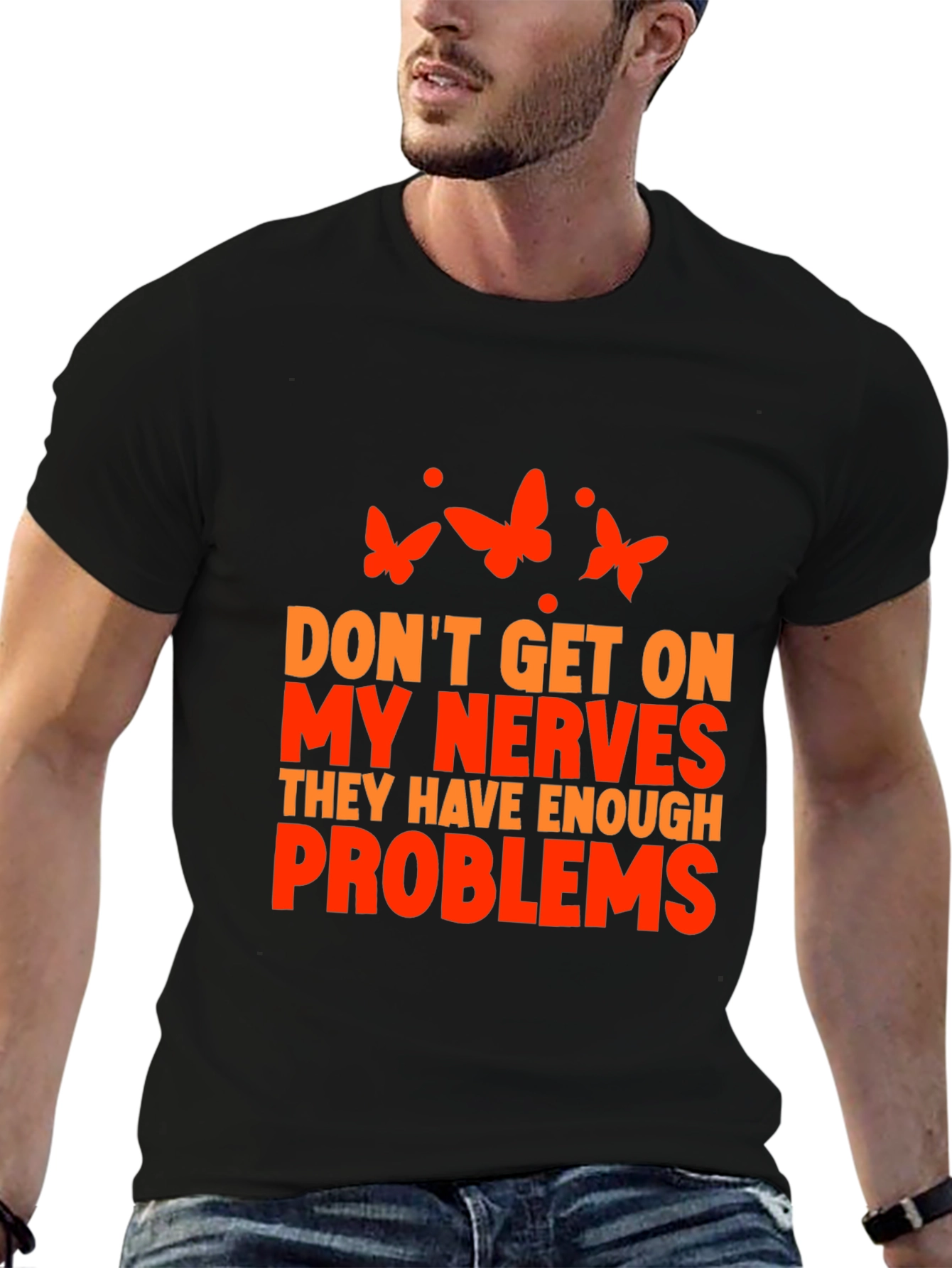 Black Funny Sarcastic Graphic Tee - Don't Get on My Nerves! view 6