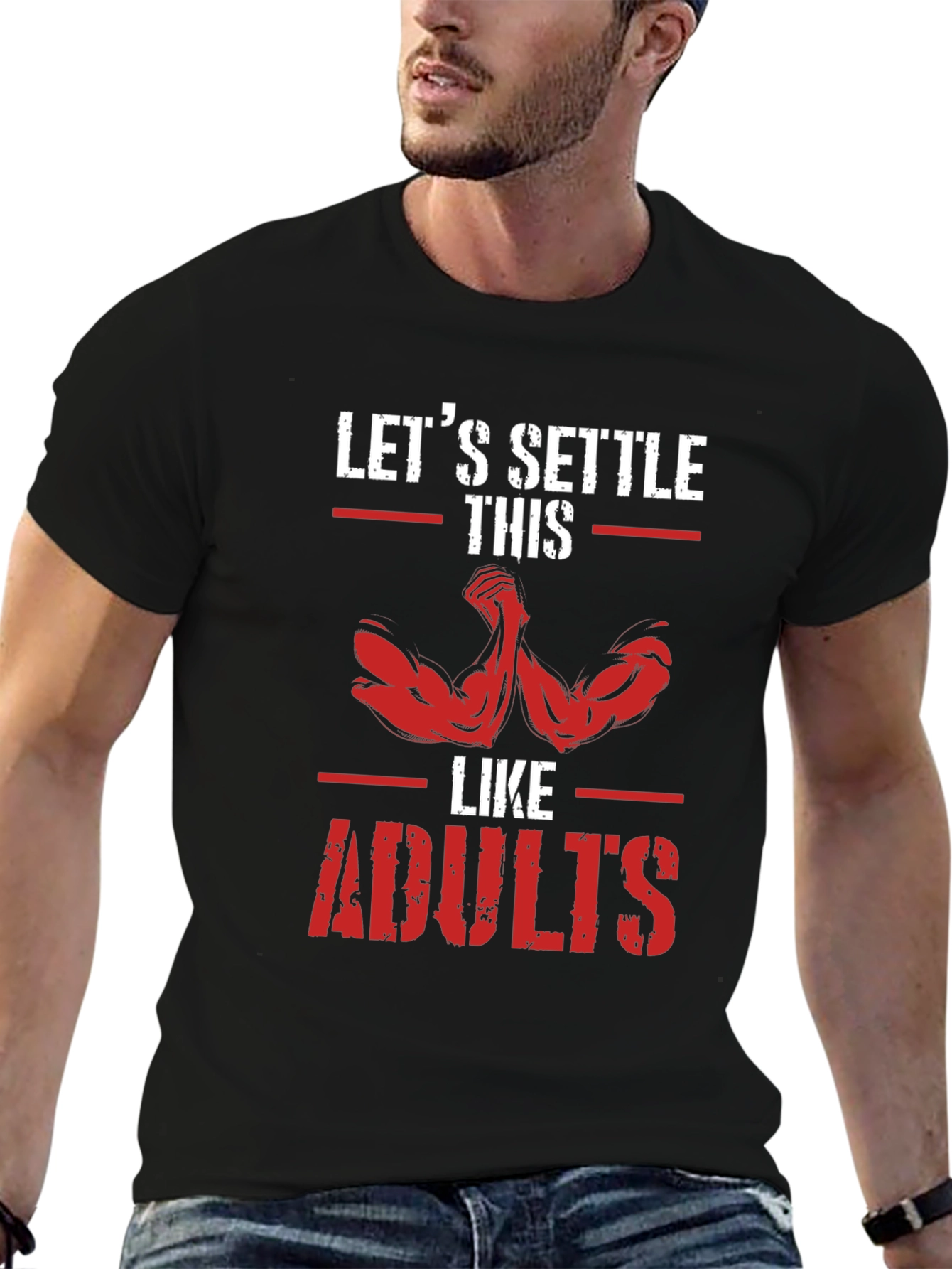 Black Let's Settle This Like Adults T-Shirt view 6