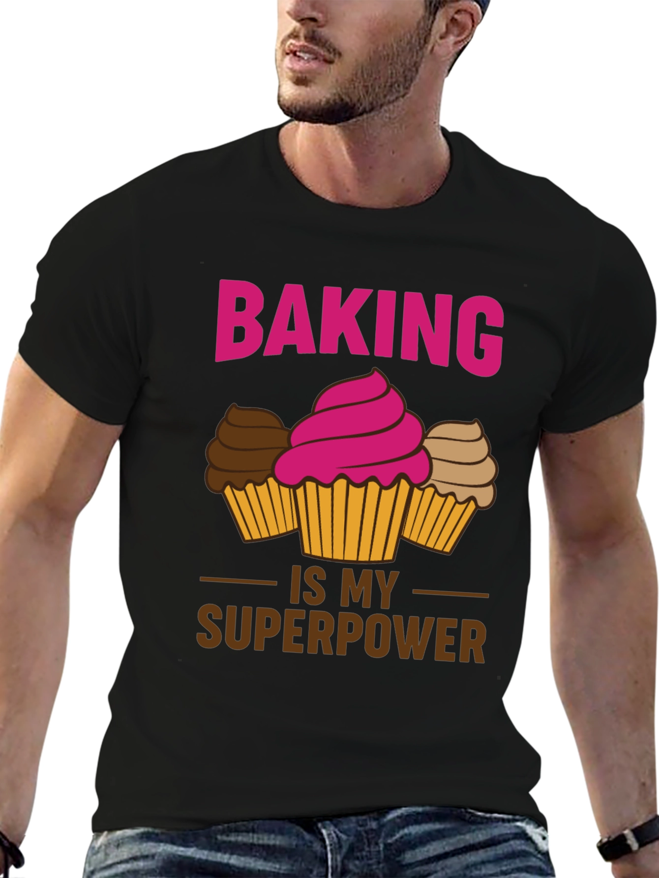 Black Baking is My Superpower Graphic T-Shirt view 6