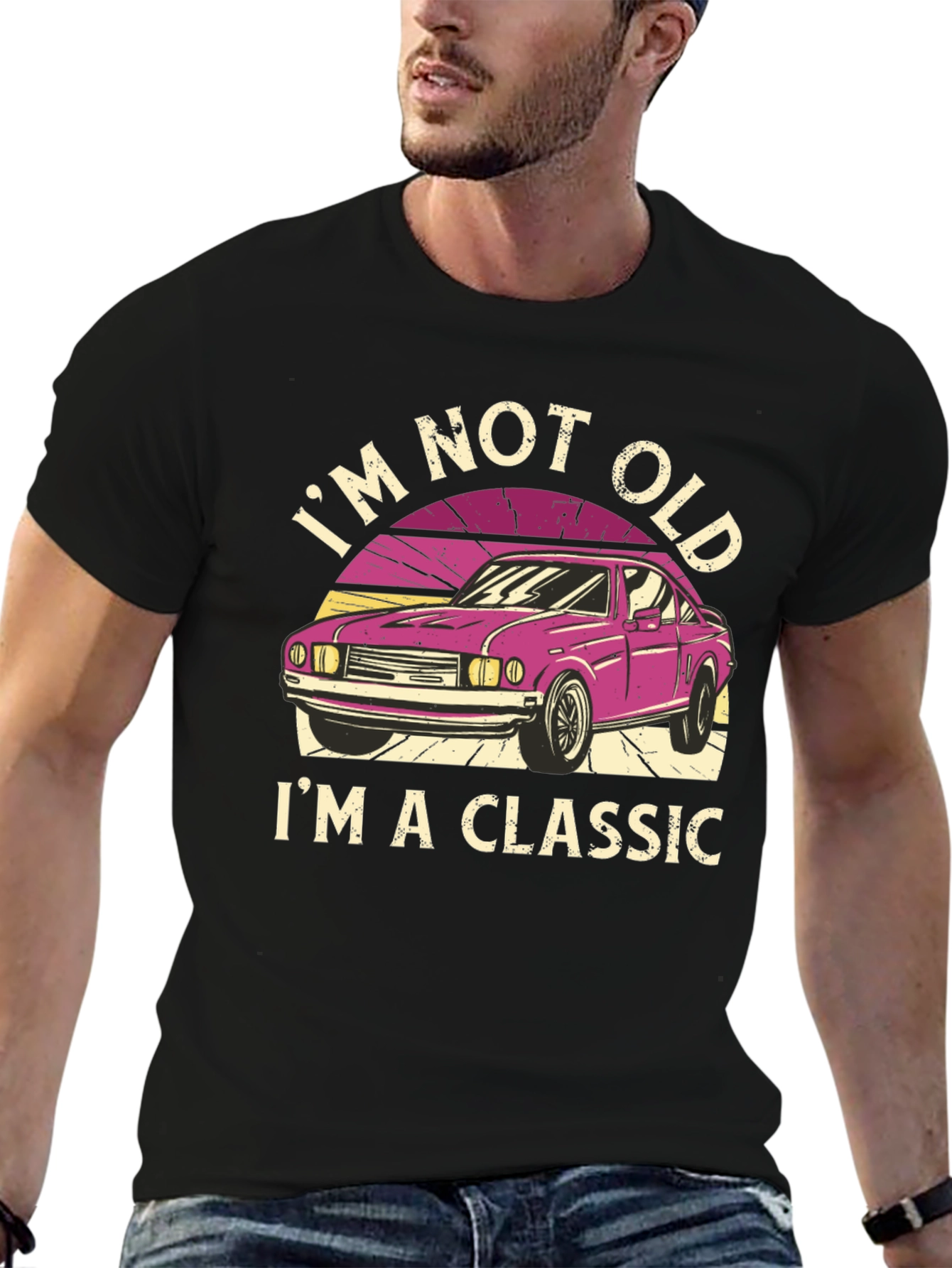 Black Classic Car T-Shirt: I'm Not Old, I'm a Classic view 6