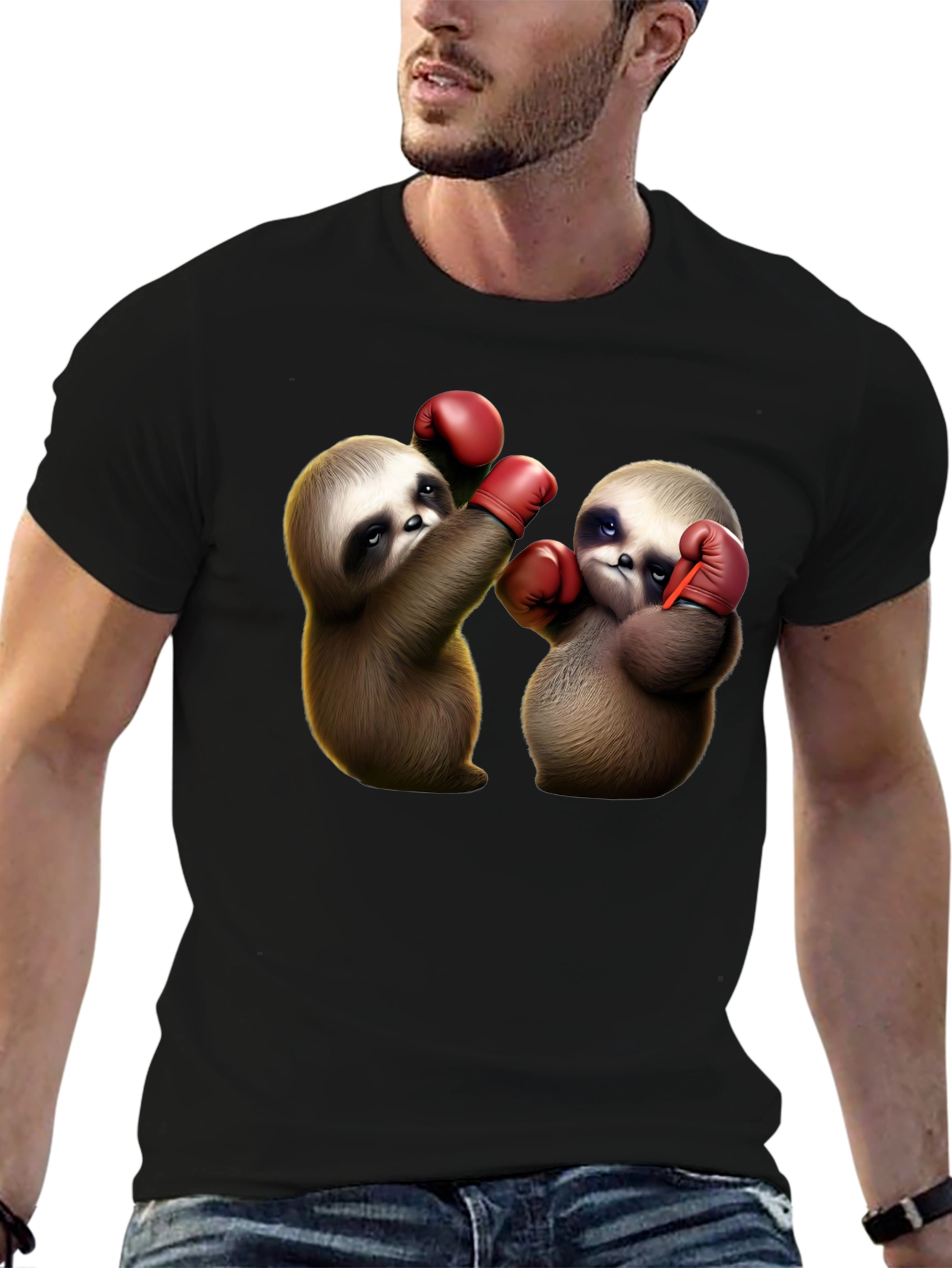 Black Boxing Sloth Graphic Tee view 6