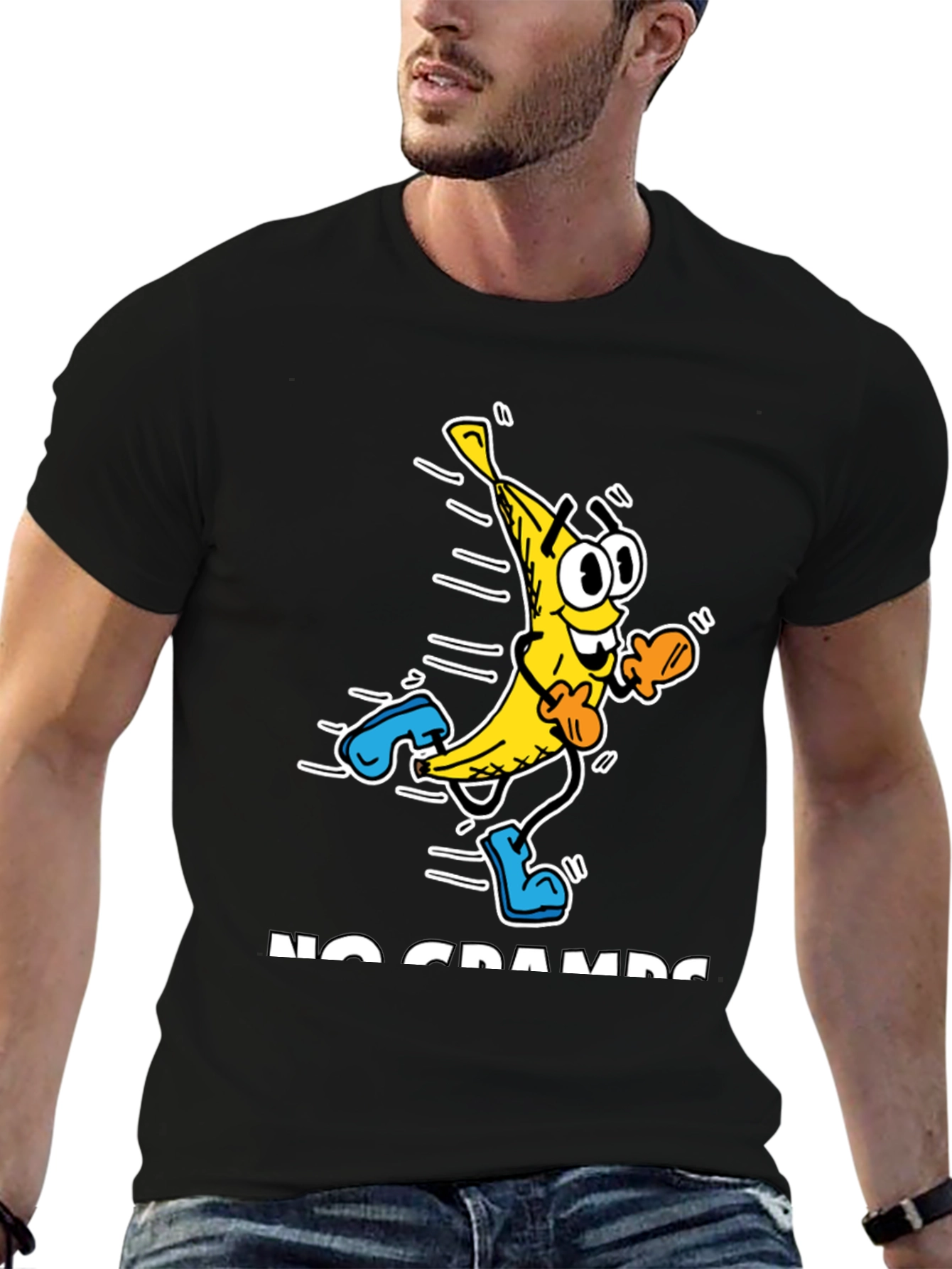 Black No Cramps Banana Running Graphic T-Shirt view 6
