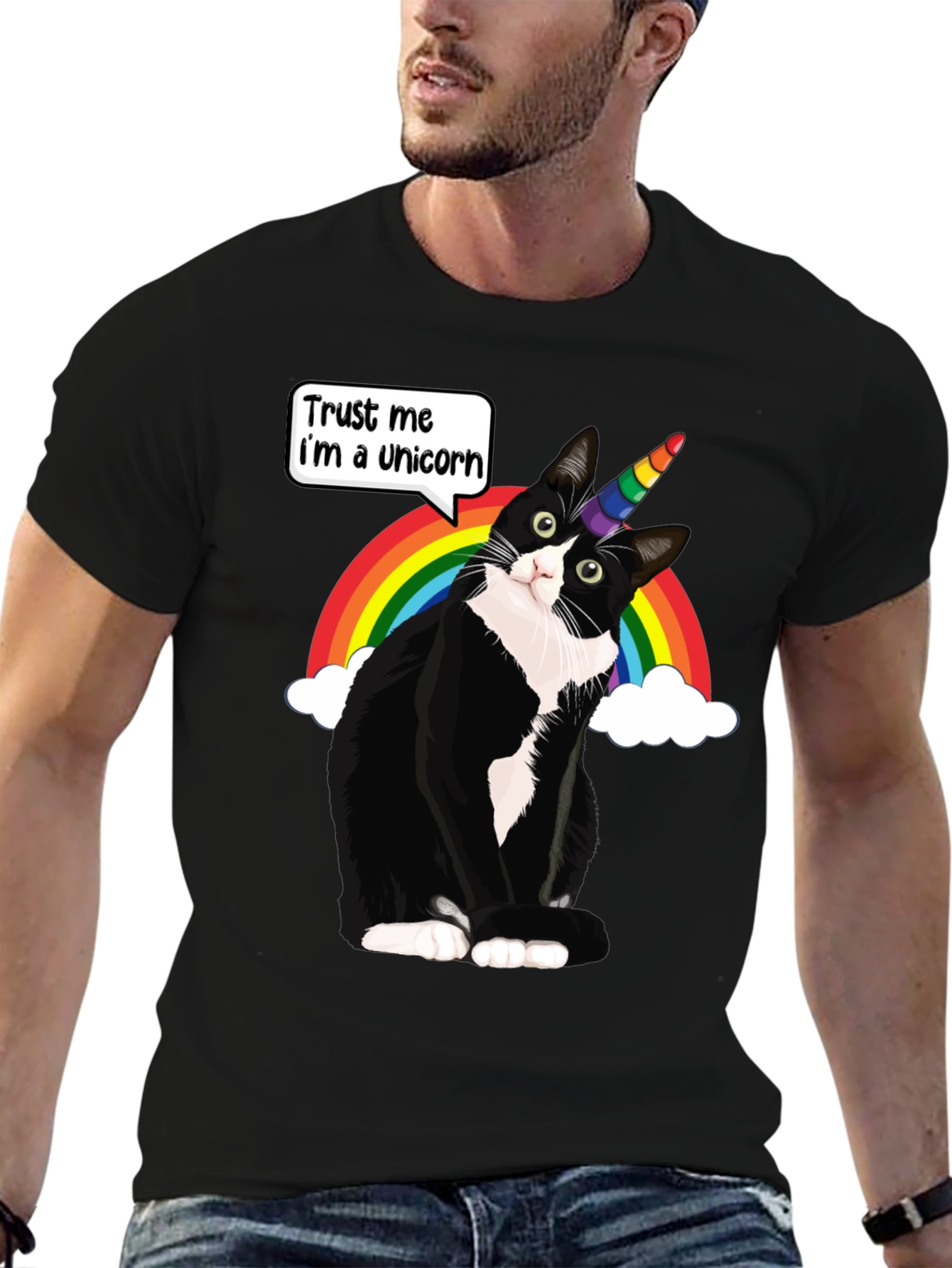 Black Unicorn Cat T-Shirt - Trust Me I'm a Unicorn view 6