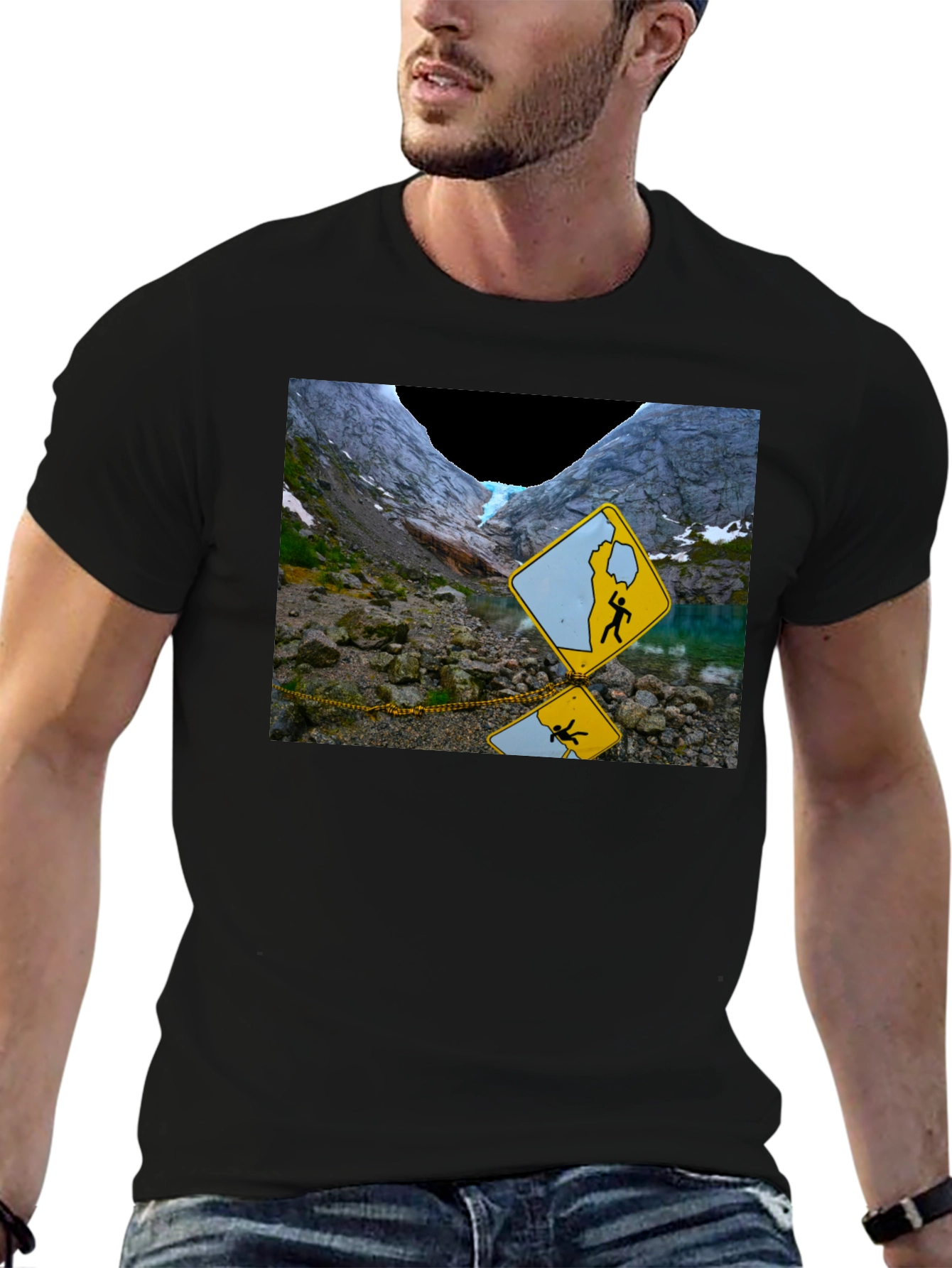 Black Glacier Hazard T-Shirt - Unique Design view 6