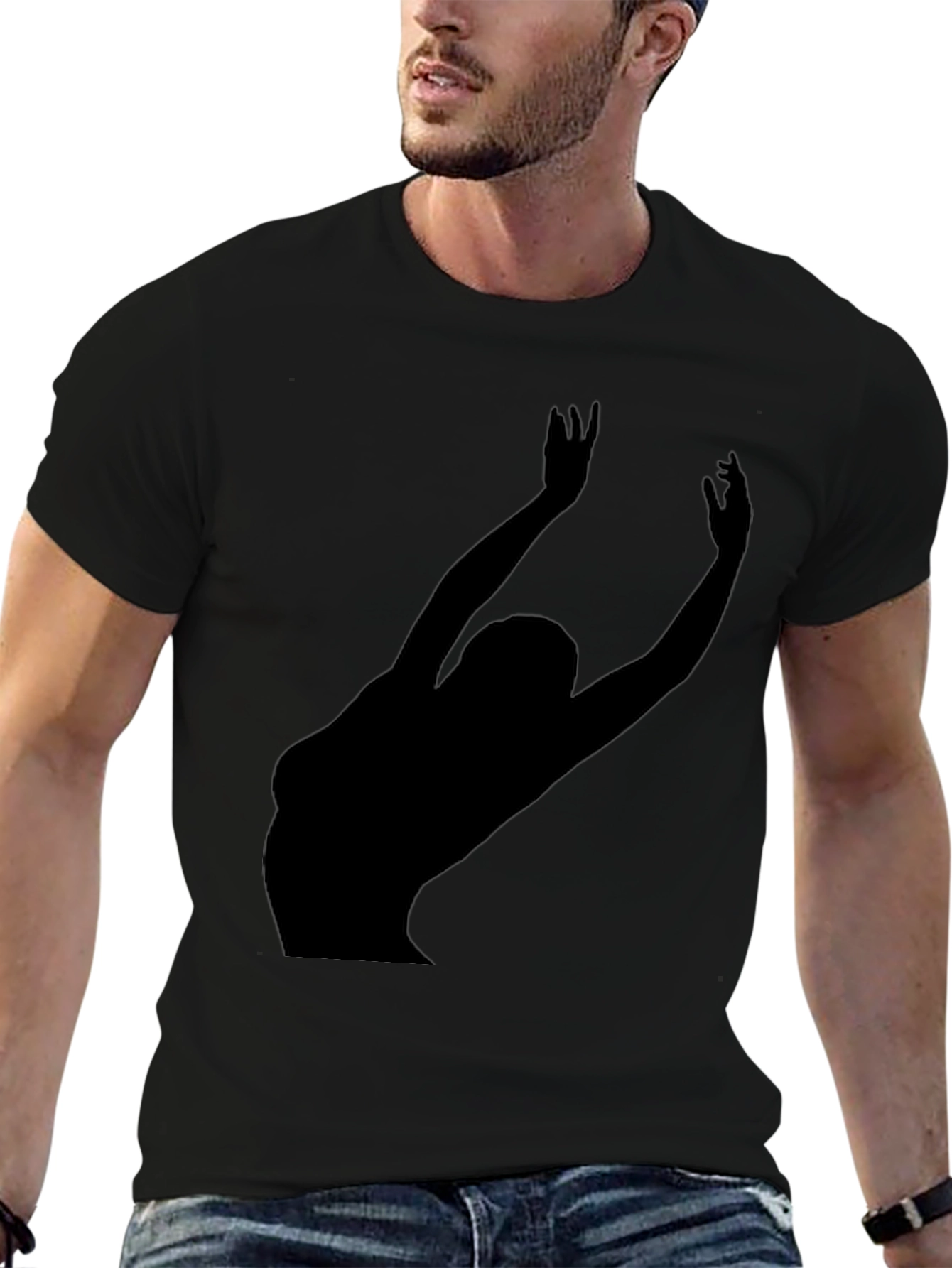 Black Silhouette Graphic Tee - Modern Black Shirt view 6