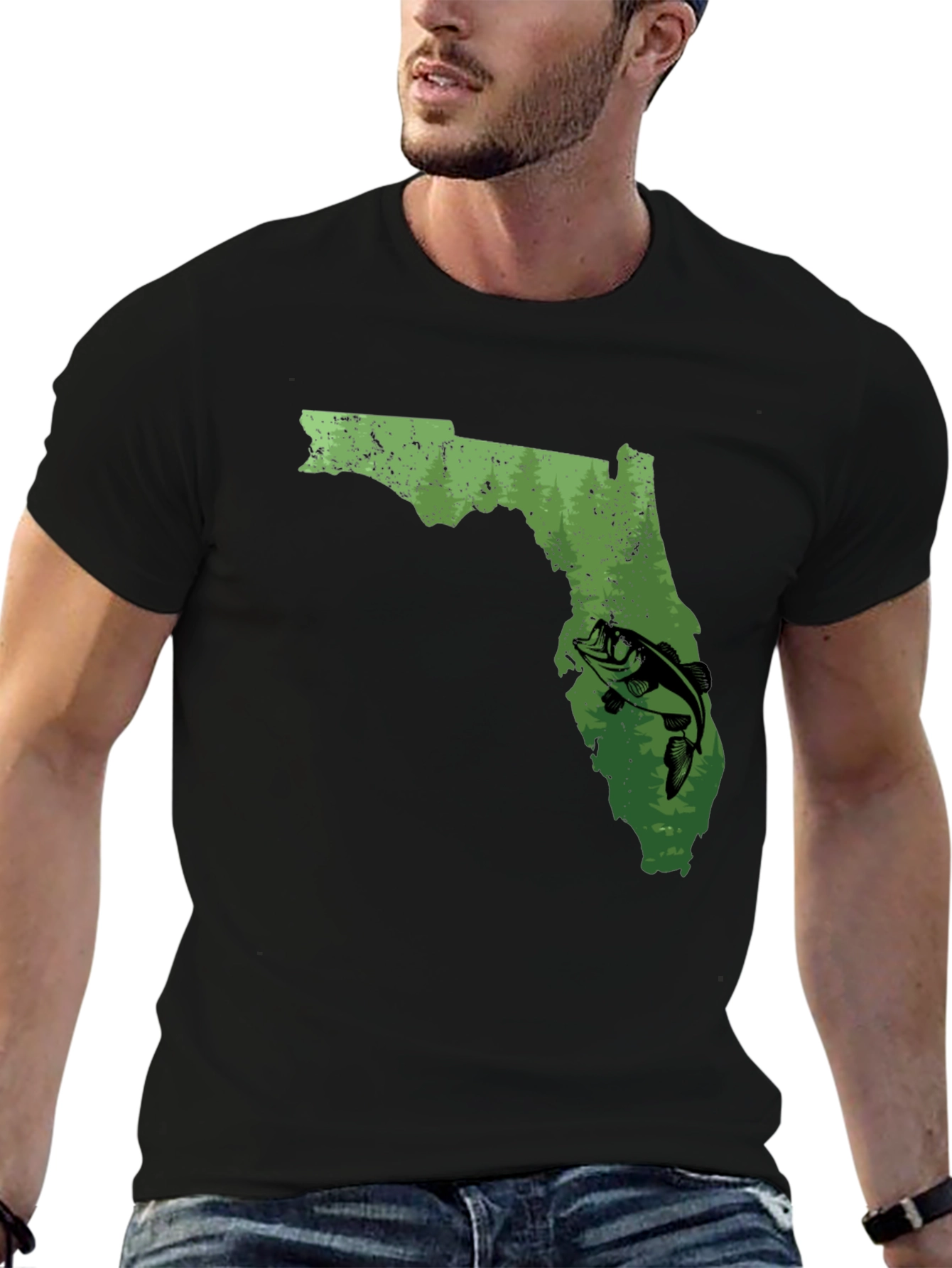 Black Florida Fishing Graphic T-Shirt view 6