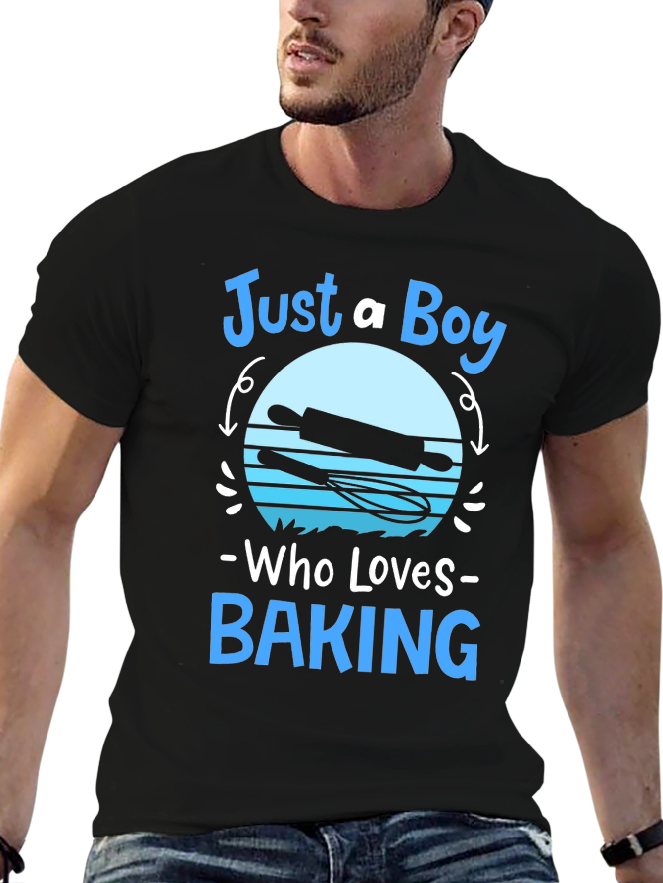 Black Just A Boy Who Loves Baking T-Shirt view 6