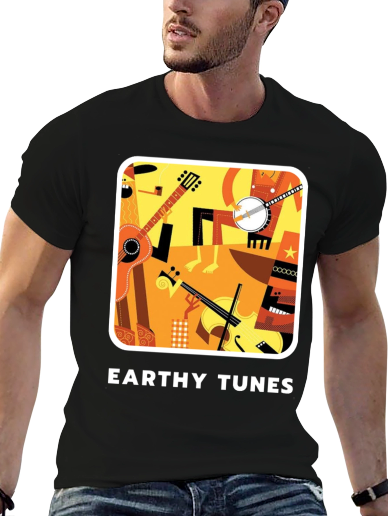 Black Earthy Tunes Black Graphic Tee view 6