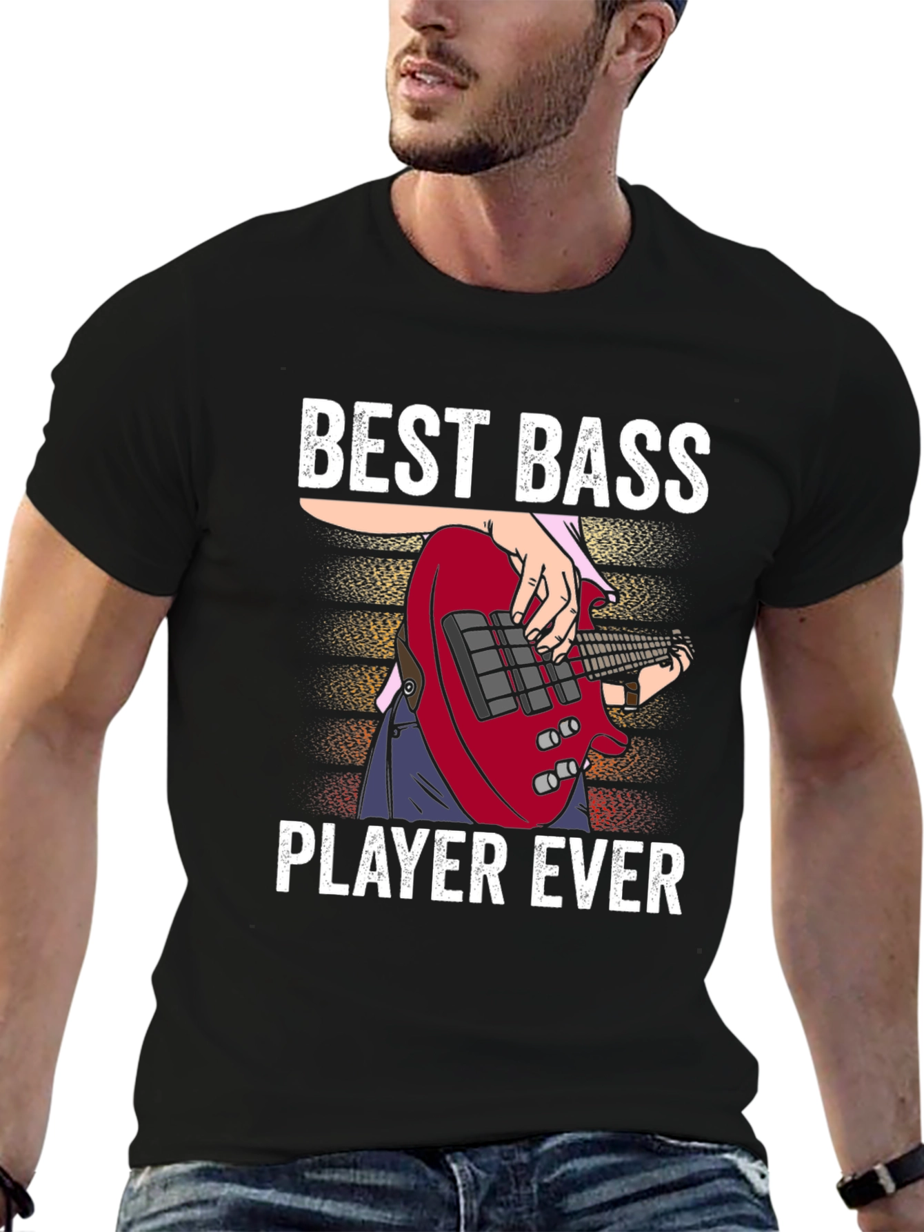 Black Best Bass Player Ever Graphic T-Shirt view 6