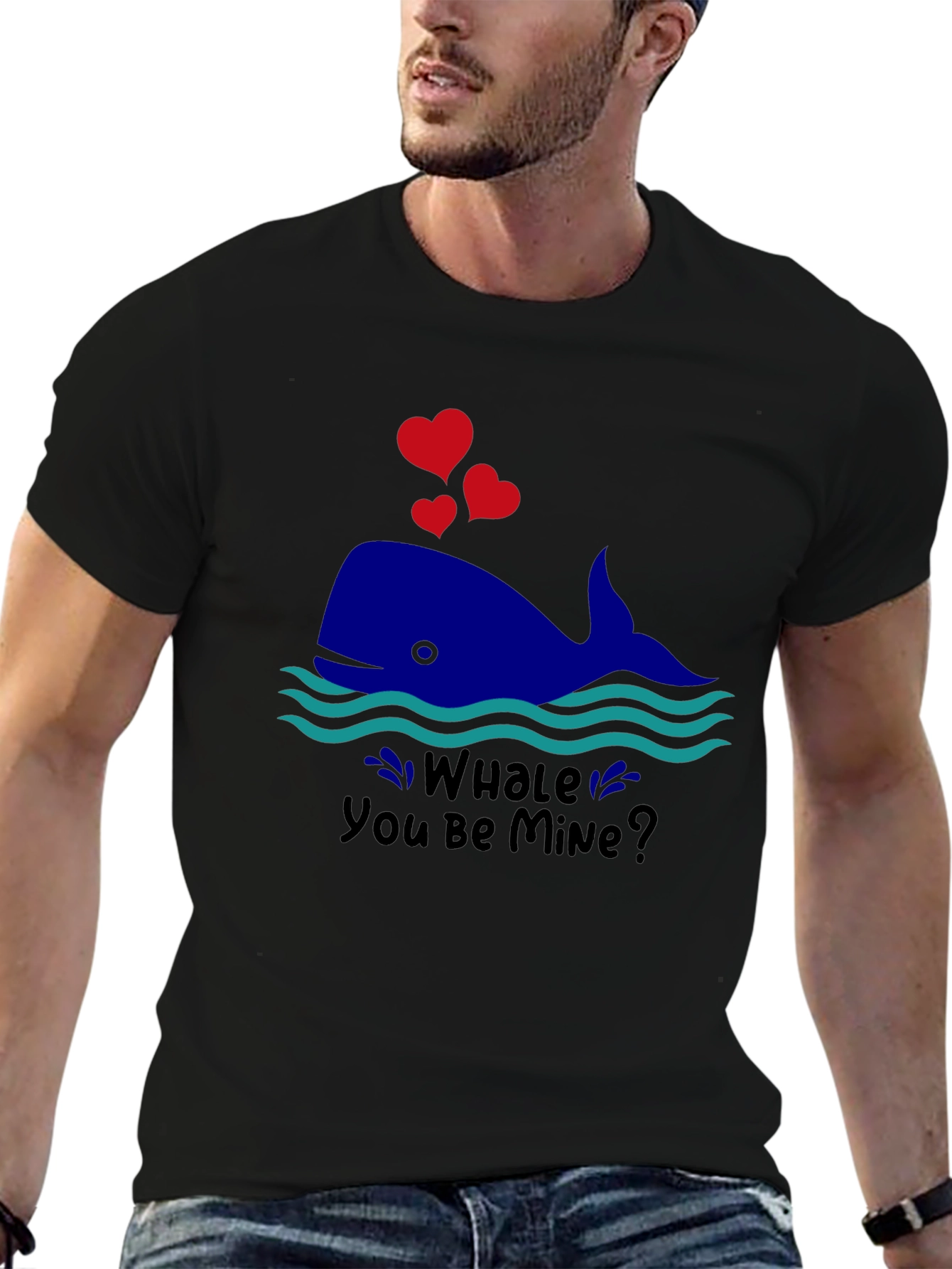 Black Whale You Be Mine Valentine's T-Shirt view 6