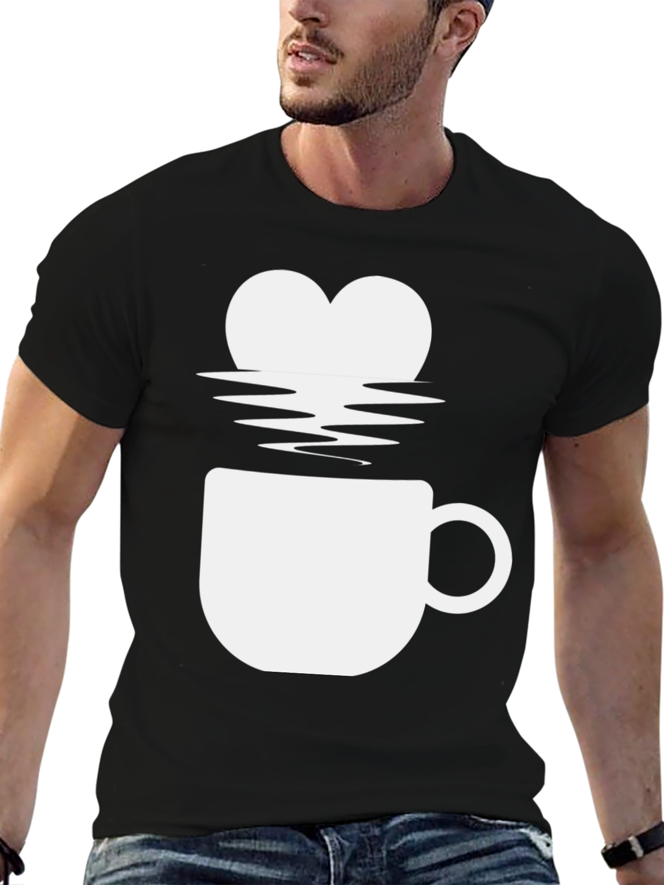 Black Heart Coffee Mug Graphic Tee view 6